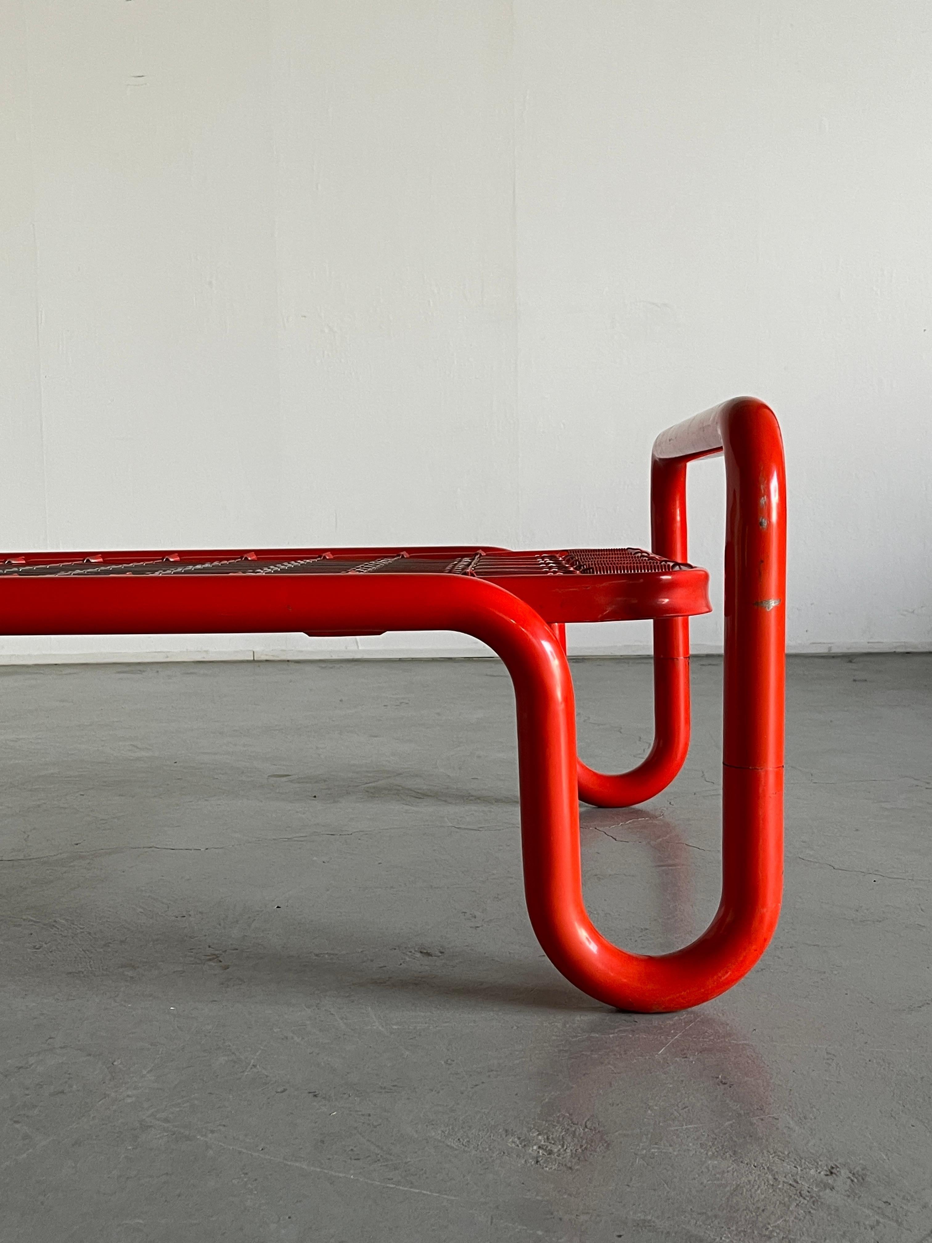 Gae Aulenti Style Tubular Metal and Cane Bed Frame, 1960s Italy For Sale 4