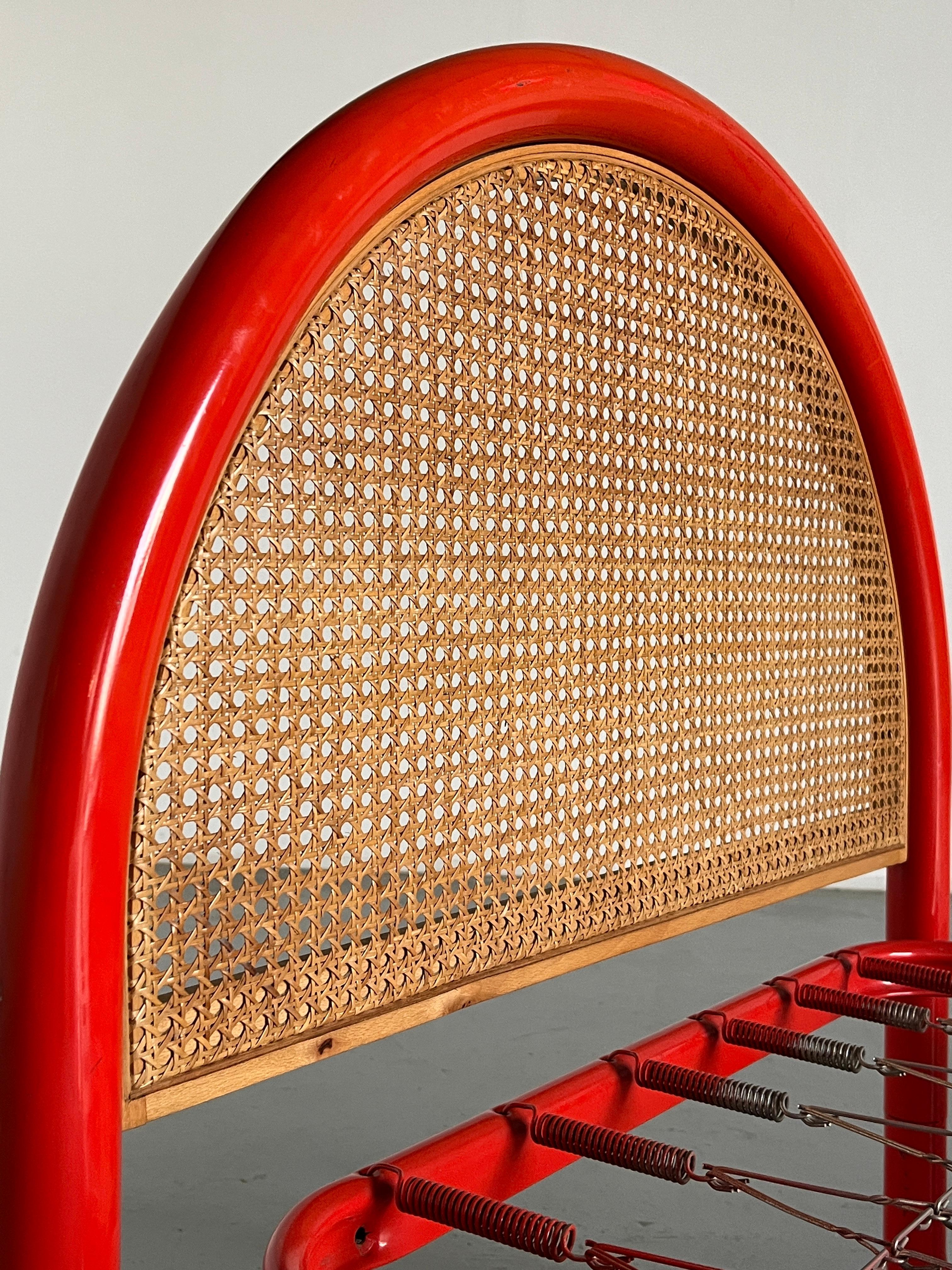 Gae Aulenti Style Tubular Metal and Cane Bed Frame, 1960s Italy For Sale 2