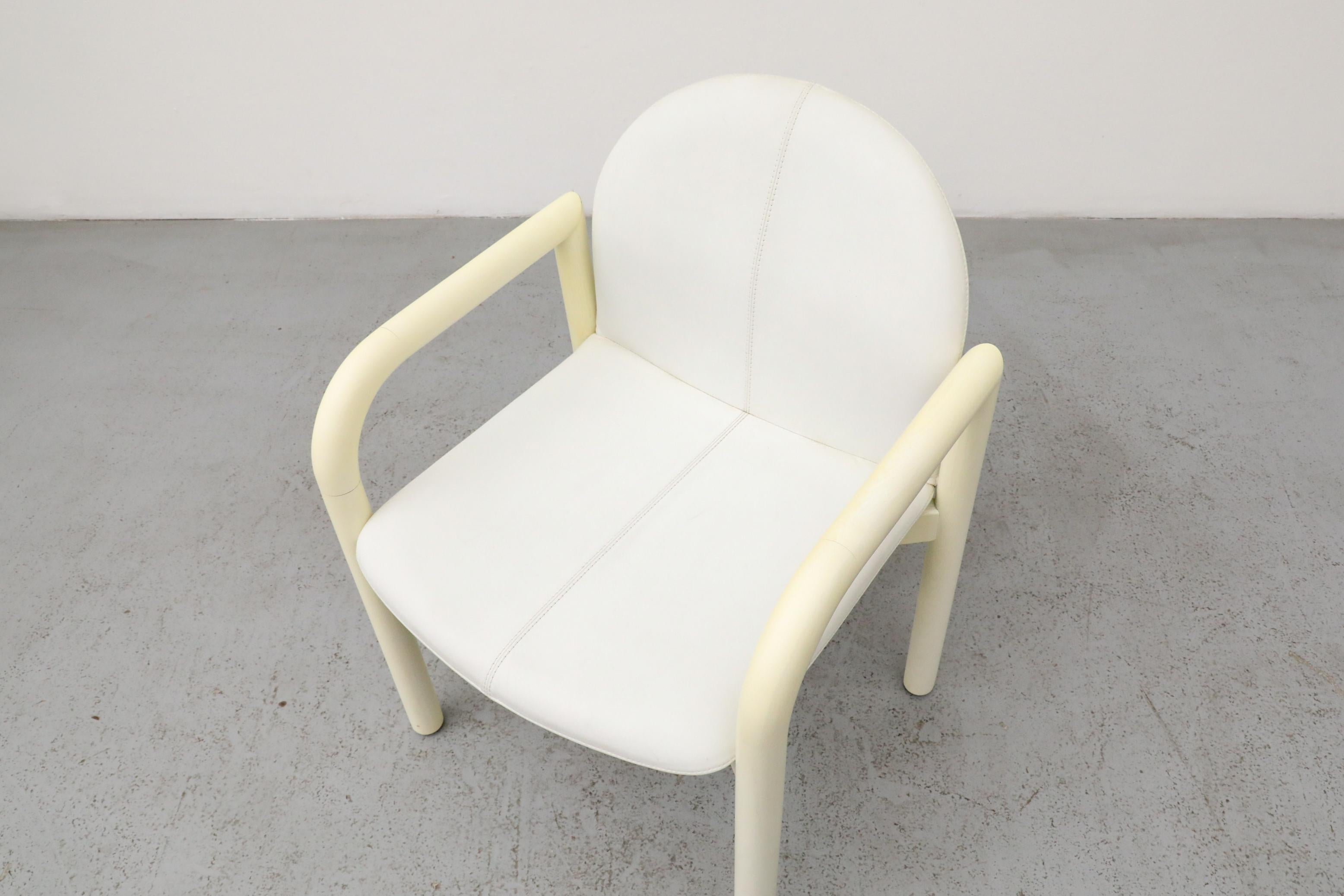 Gae Aulenti Style Weiß lackierter Kiefern- und Ledersessel von COR, Deutschland 1970er Jahre im Angebot 4