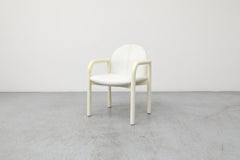 Sillón de pino lacado blanco y cuero estilo Gae Aulenti de COR, Alemania Años 70