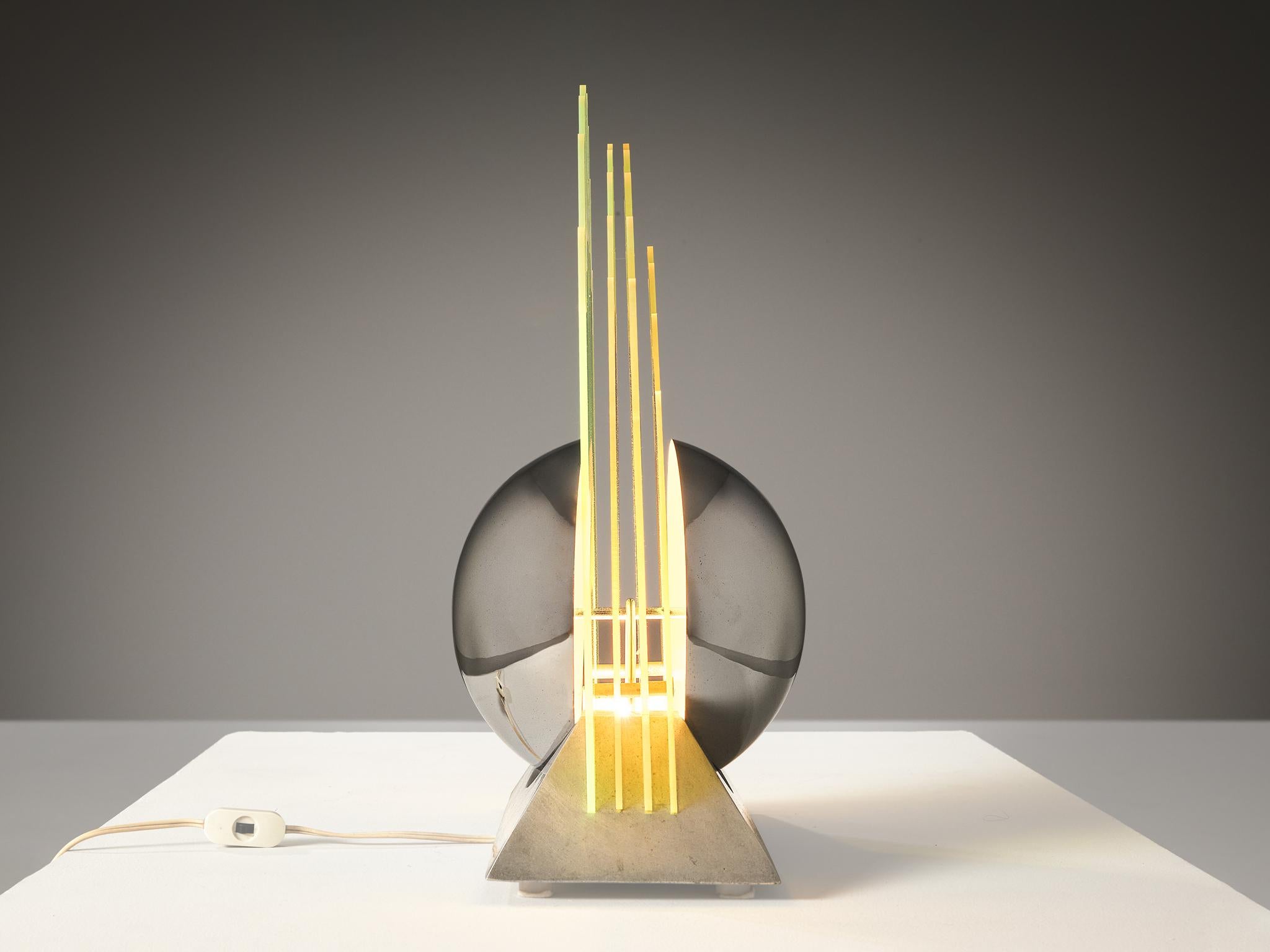 Late 20th Century Gae Aulenti Table Lamp in Plexiglass and Metal  For Sale