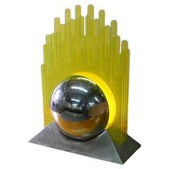 Gae Aulenti, Table Lamp, yellow plexiglass and chromed metal, Italy, circa 1970