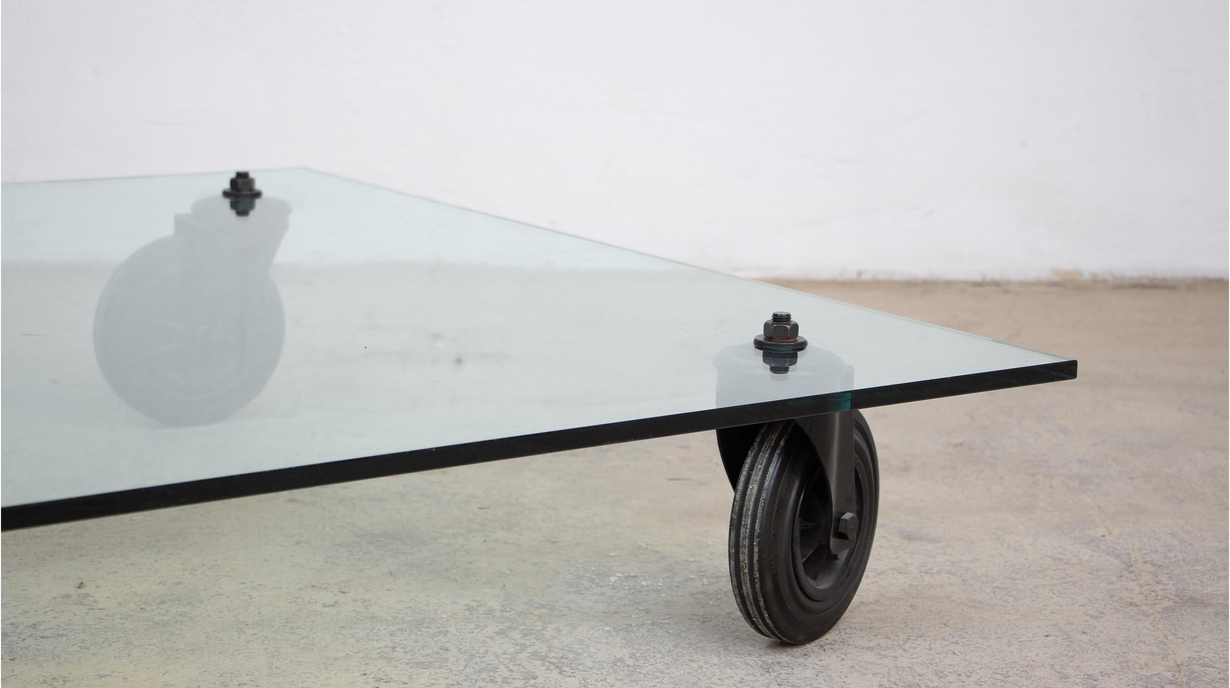 Italian Gae Aulenti  Tavolo Con Ruote coffee table for Fontana Arte For Sale