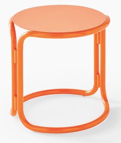 Gae Aulenti, two orange lacquered stools / low tables