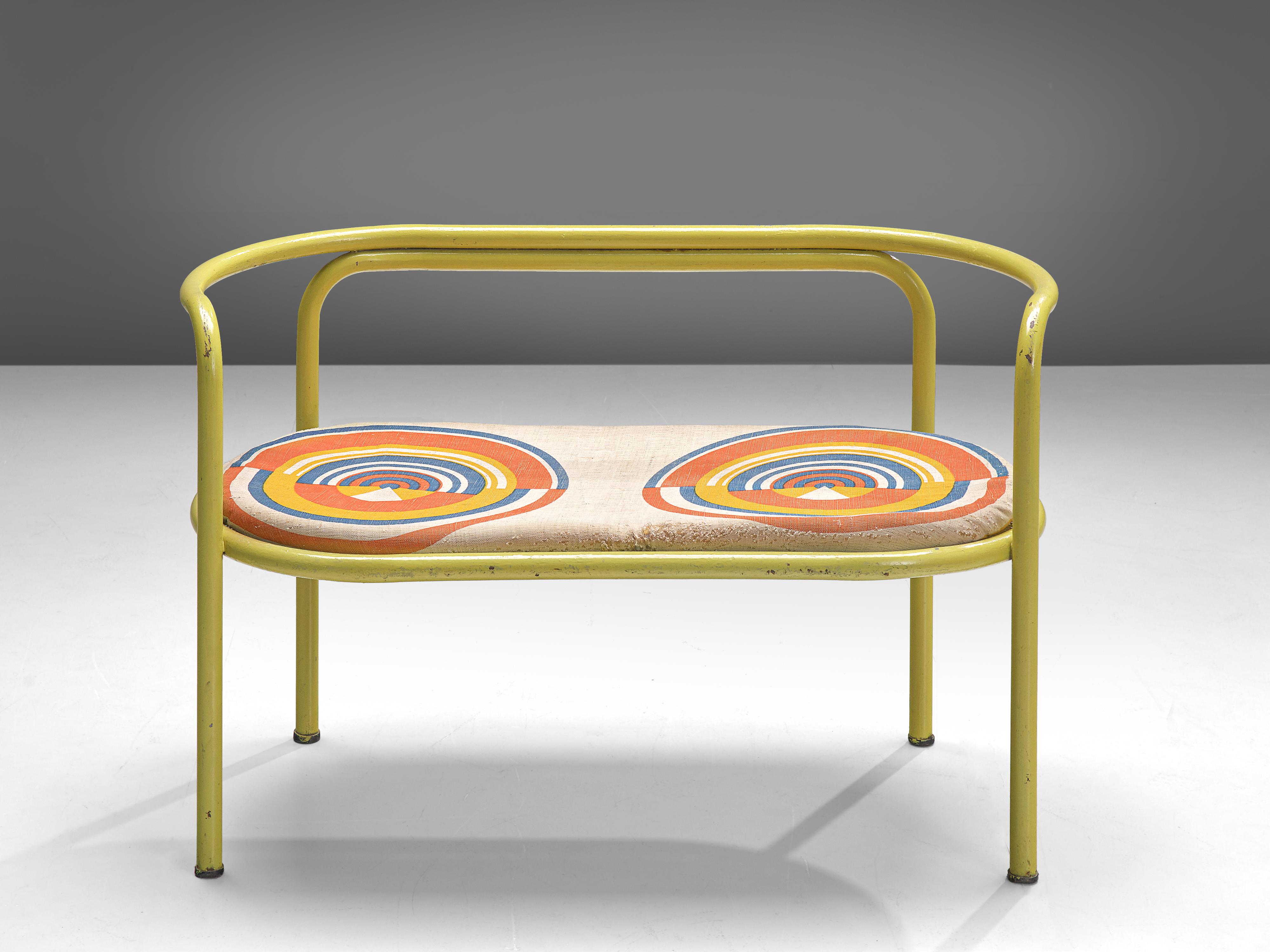 Gae Aulenti for Poltronova, 'Locus Solus' bench, lacquered tubular steel, fabric, Italy, 1964

Italian designer Gae Aulenti designed the ‘Locus Solus’ series in 1964 especially for the movie ‘La Piscine’ with Romy Schneider and Alain Delon. The