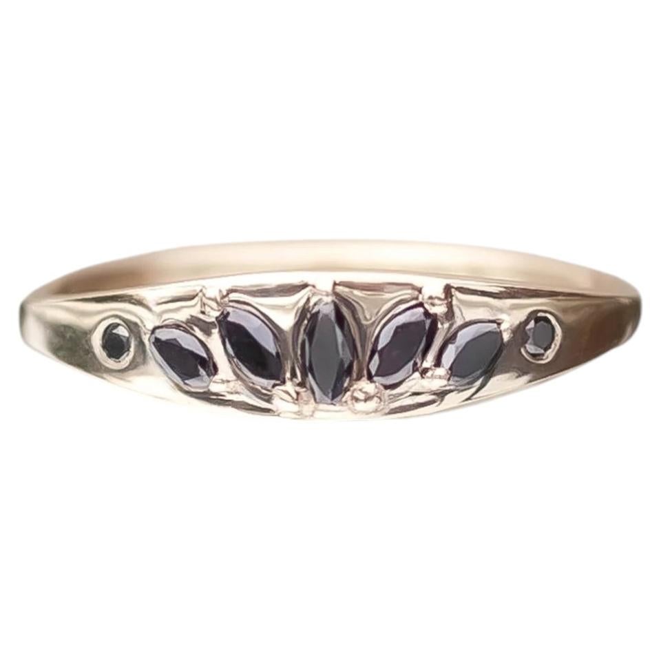 Gaea Signet Ring in 14K Gold & Black Diamonds by Anastassia Sel Jewelry For Sale