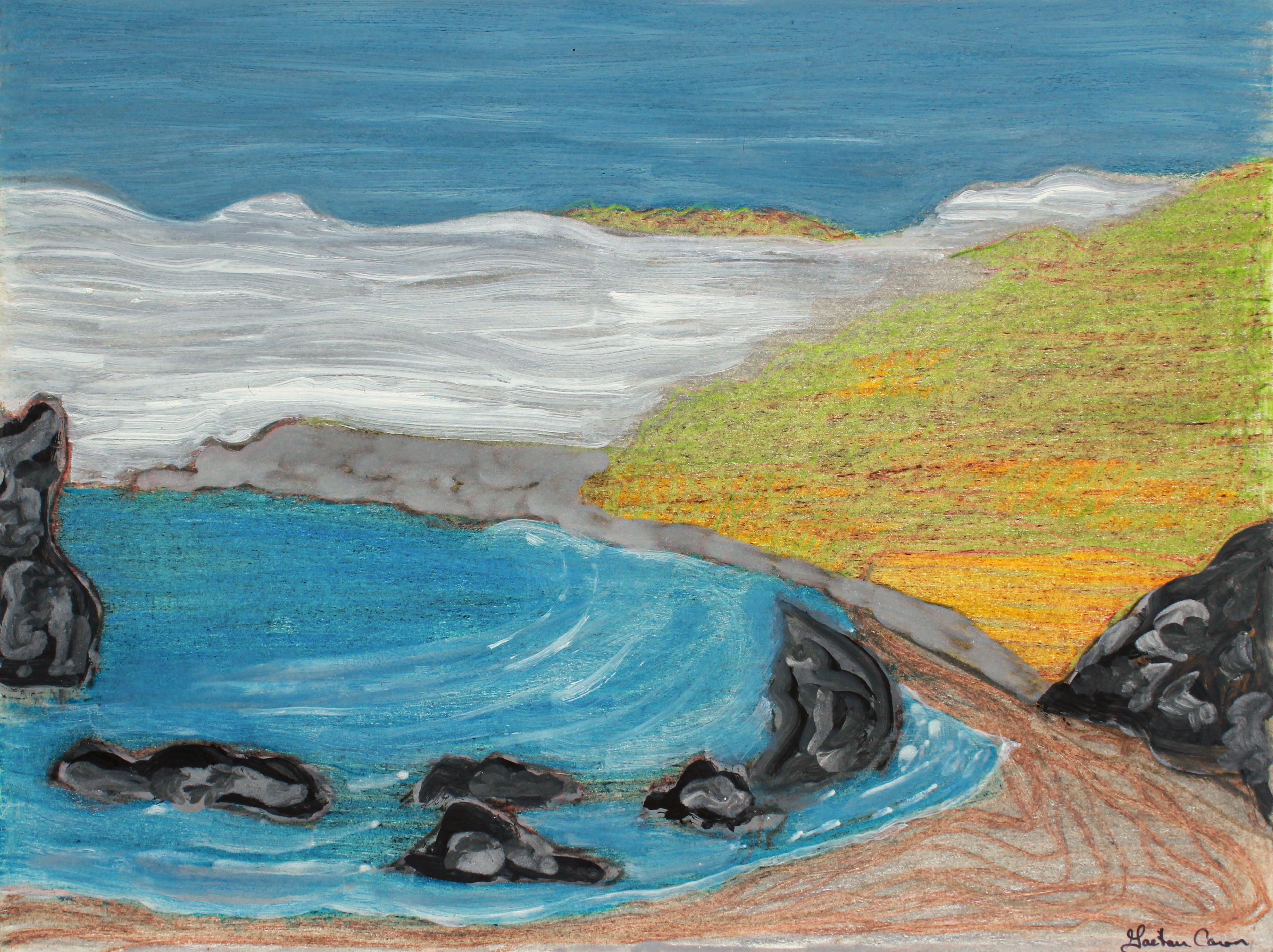 "Lost Coast" 2020 Pencil, Chalk and Oil - Mixed Media Art by Gaétan Caron