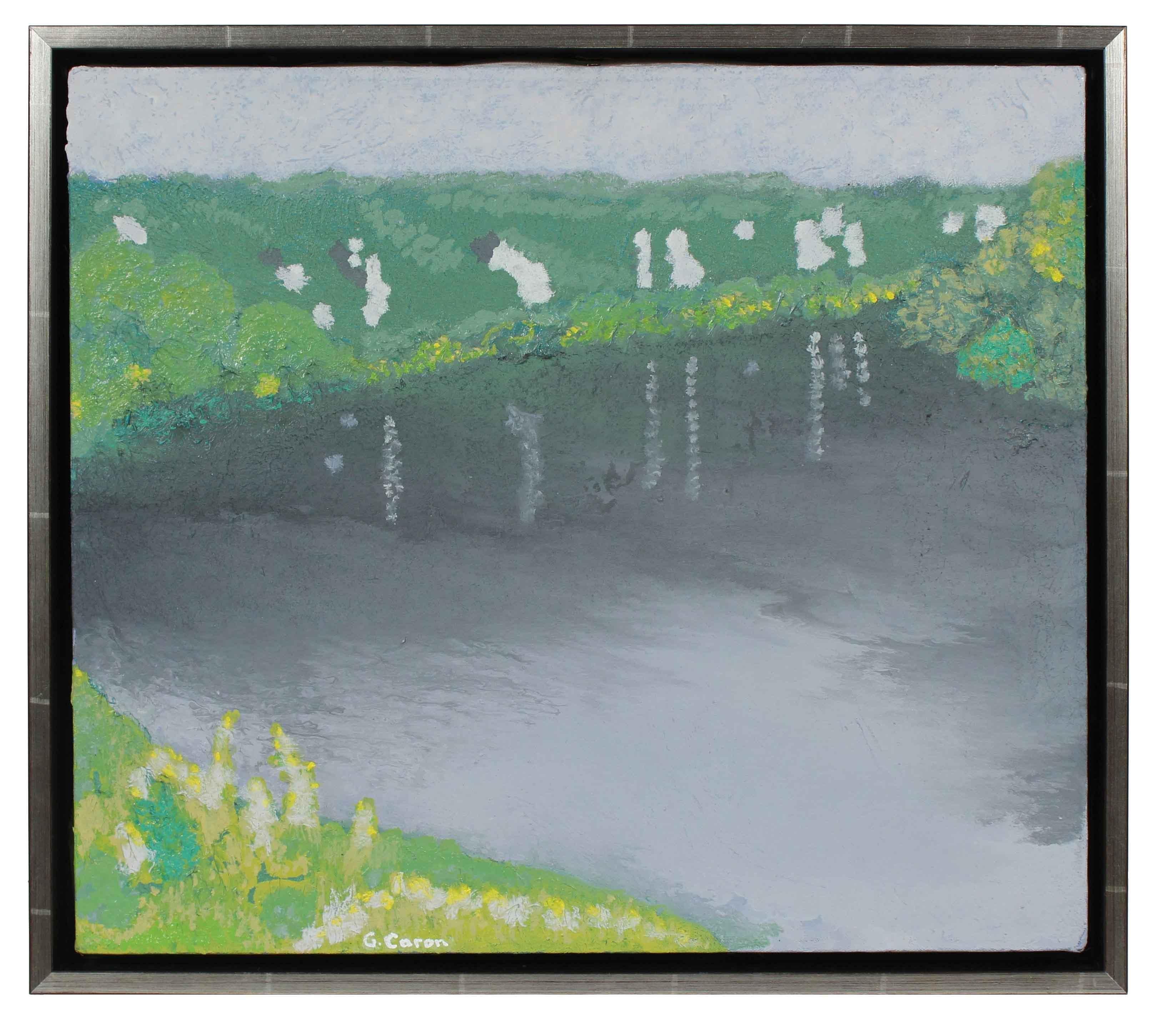 Gaétan Caron Landscape Painting - "The Seine River Near Giverny" French Landscape in Oil, 2017