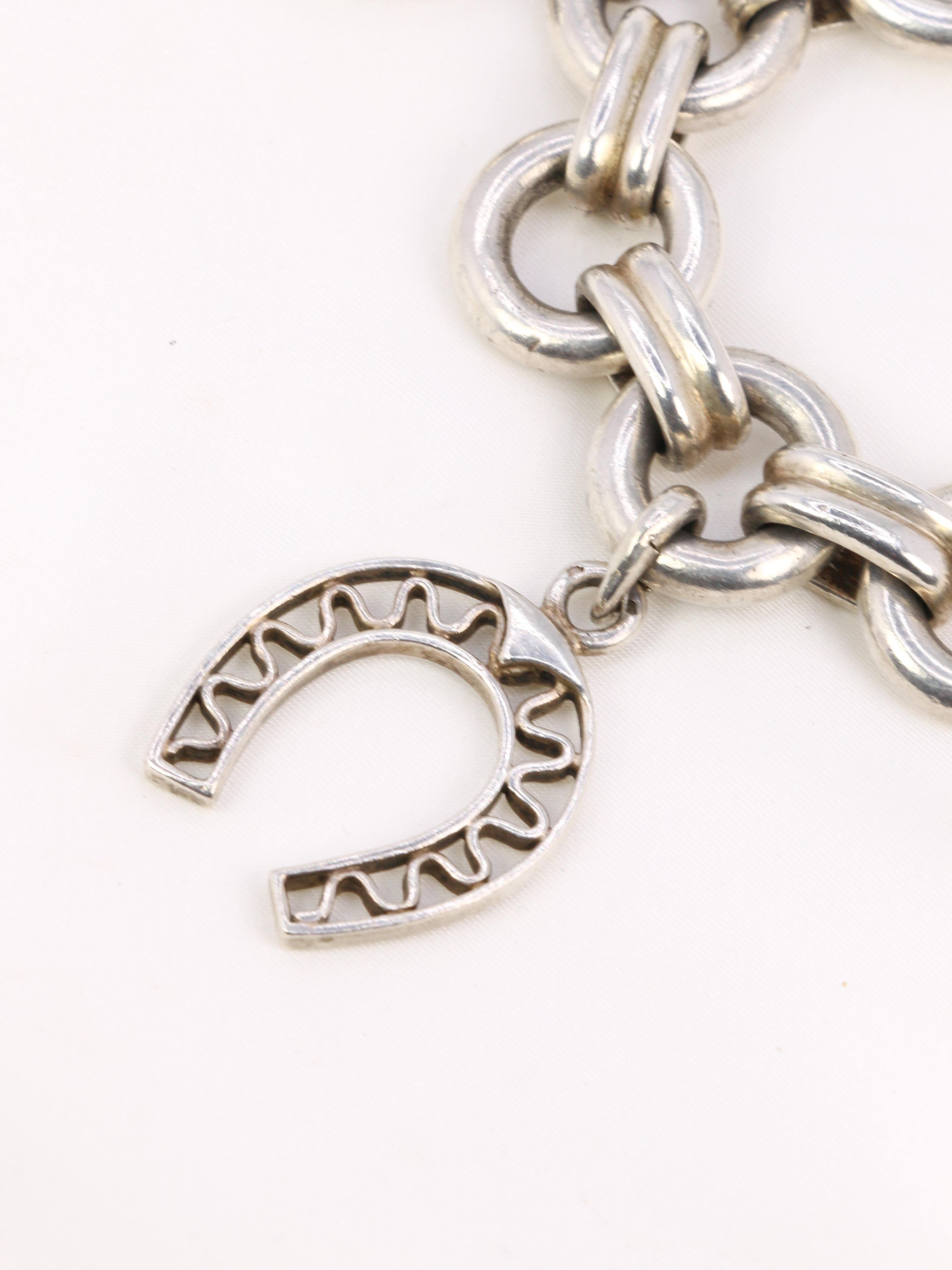 Gaétan de Percin (att. to HERMES) Silver bracelet and equestrian charms  For Sale 4