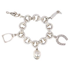 Vintage Gaétan de Percin (att. to HERMES) Silver bracelet and equestrian charms 