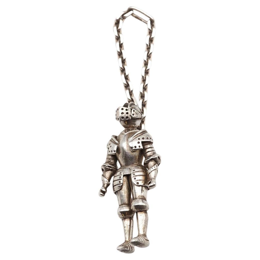 Portachiavi cavaliere Gaetan de Percin in argento, portachiavi in argento, portachiavi snodato in vendita