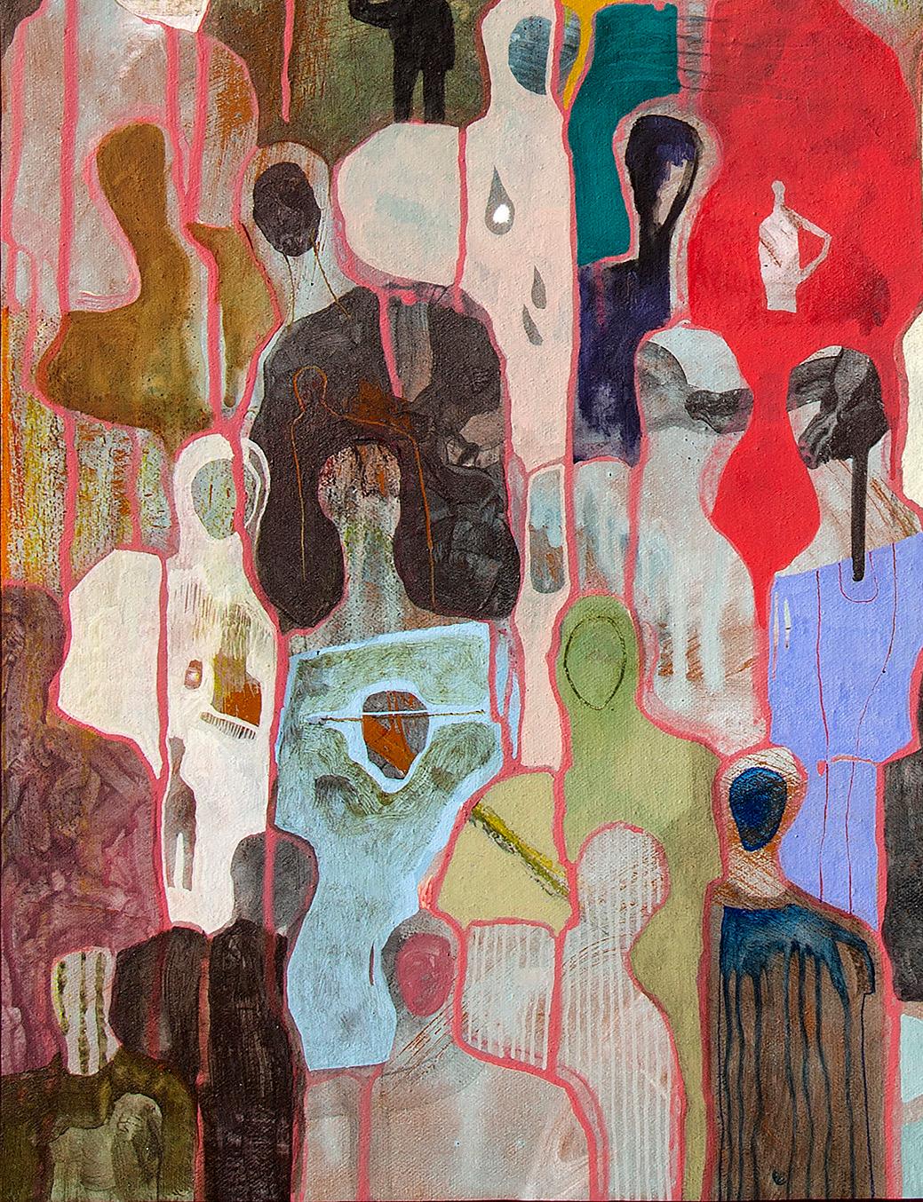 Un momento insieme di Gaetan de Seguin Pittura figurativa contemporanea - Abstract Painting Marrone di Gaëtan de Seguin
