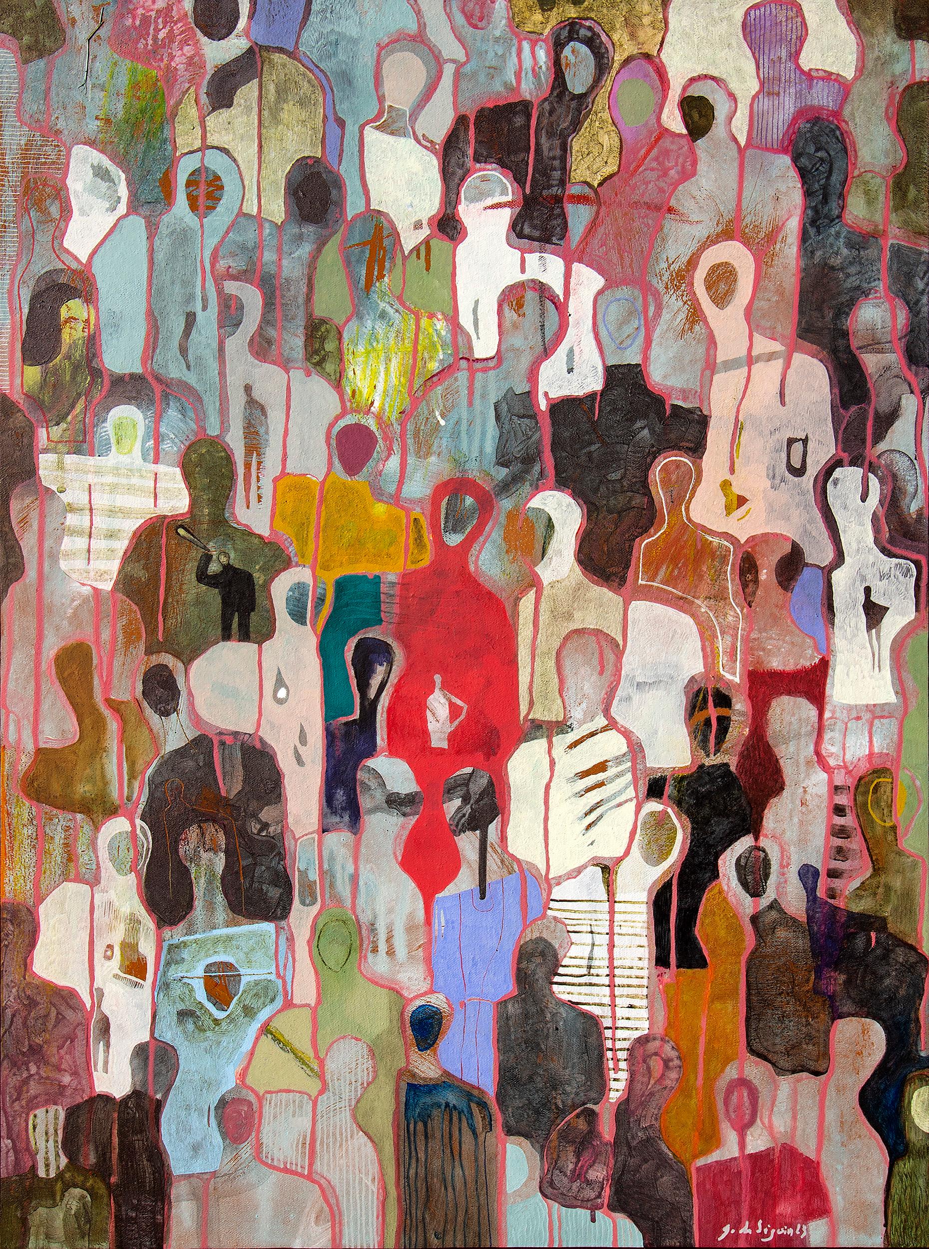 Abstract Painting di Gaëtan de Seguin - Un momento insieme di Gaetan de Seguin Pittura figurativa contemporanea
