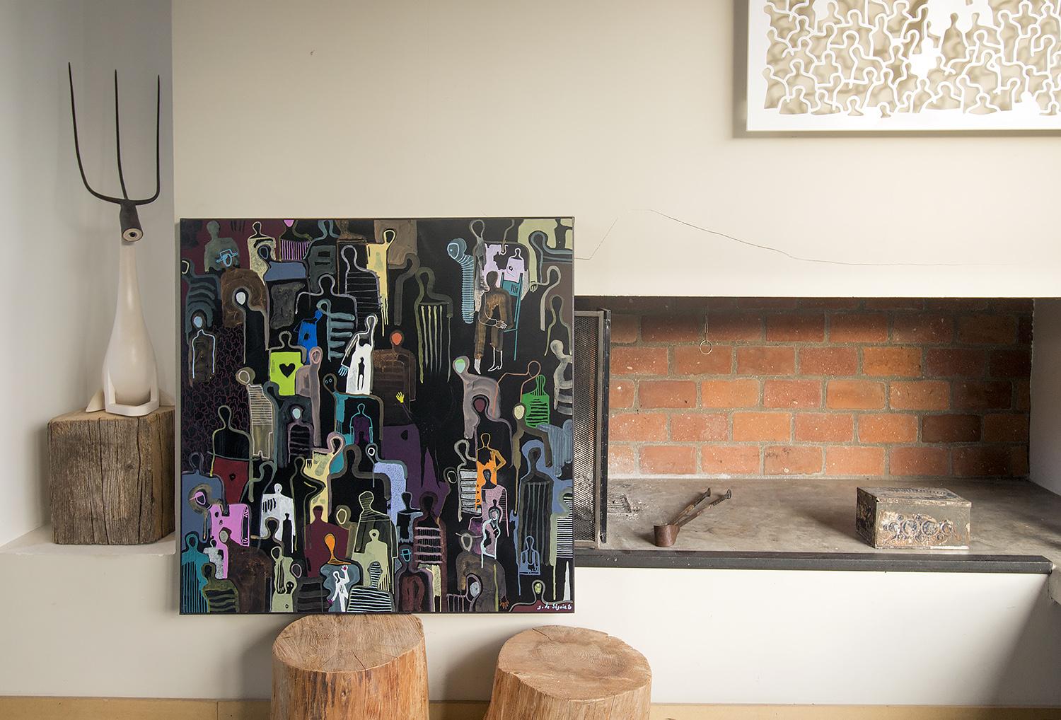 A Pause in Togetherness di Gaetan de Seguin - Pittura astratta contemporanea - Abstract Painting Nero di Gaëtan de Seguin