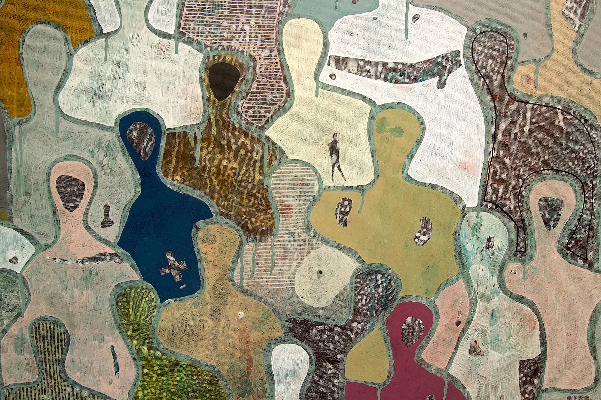 Between Us di G. de Seguin Pittura figurativa contemporanea - Abstract Painting Grigio di Gaëtan de Seguin