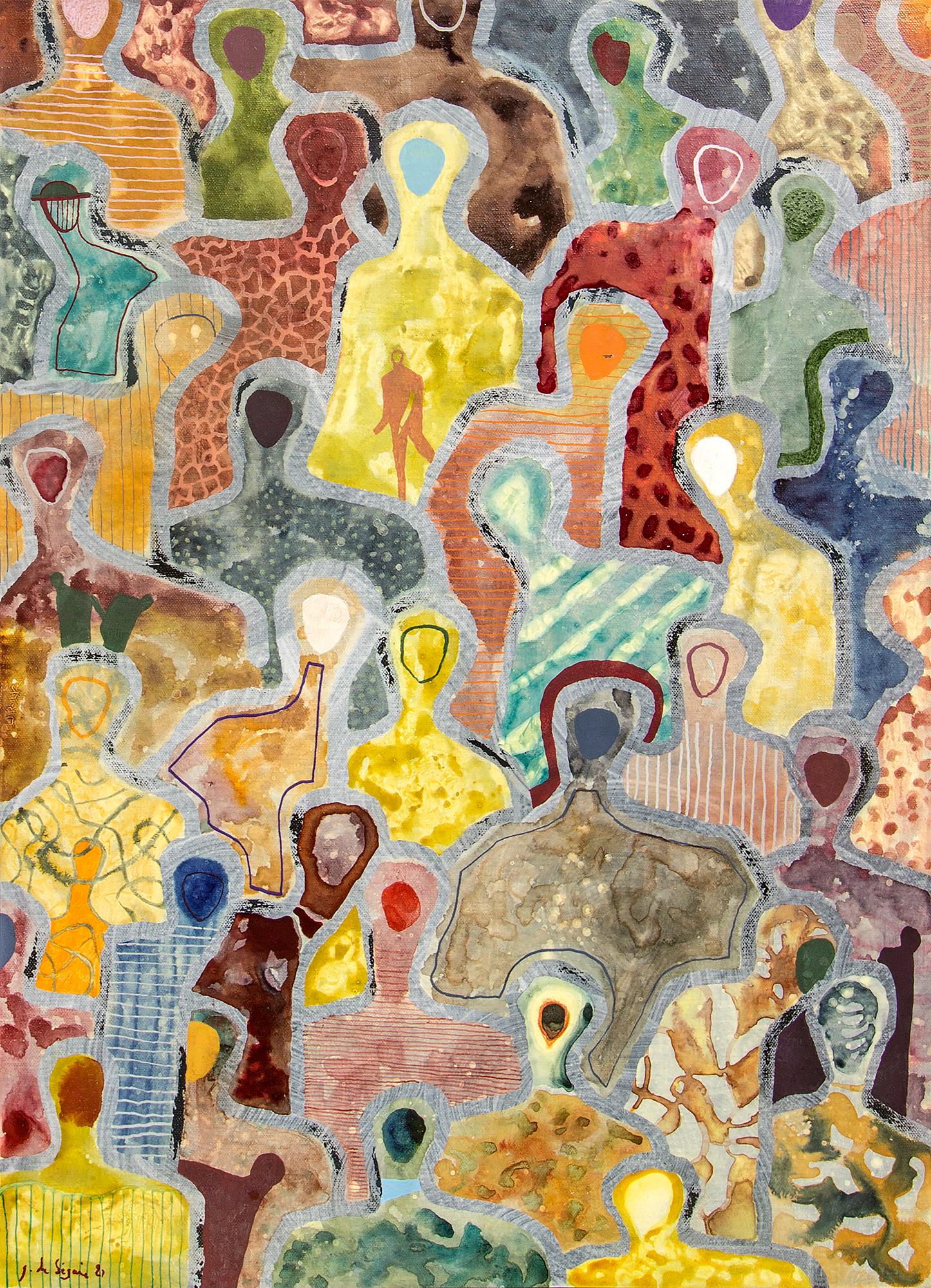 Figurative Painting de Gaëtan de Seguin - Atado en capas de conexión por G. de Seguin Pintura figurativa contemporánea