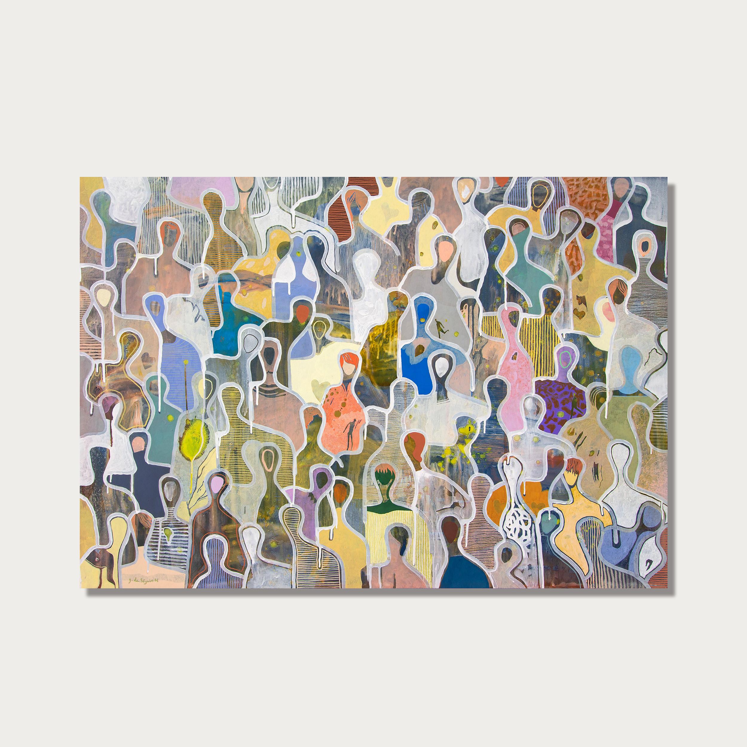Cherished Moments in Autumn -Gaetan de Seguin - Figurative contemporary Painting - Gray Figurative Painting by Gaëtan de Seguin
