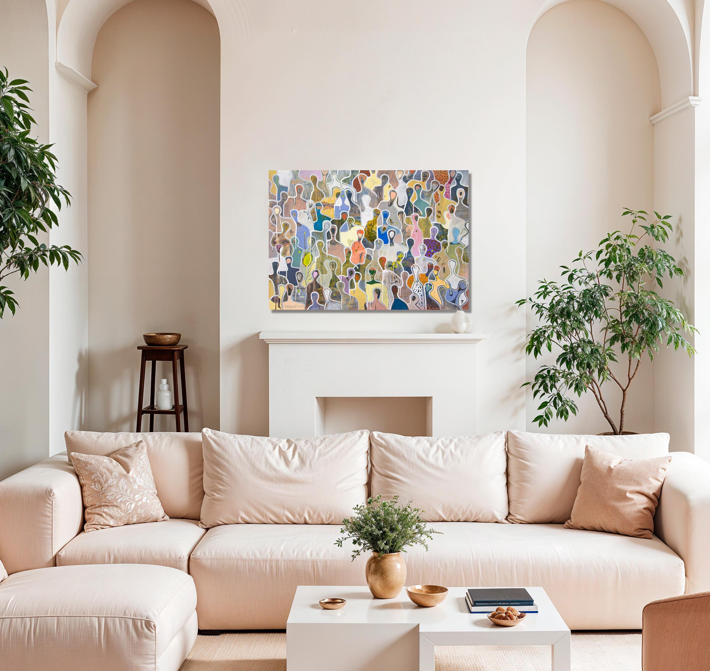 
Contemporary figurative painting with lots of details and movement. Beautiful statement piece for any art collection. Combining a lot of different colors in any interiors and setting a scene with figurative details of life.

Gaëtan de Seguin