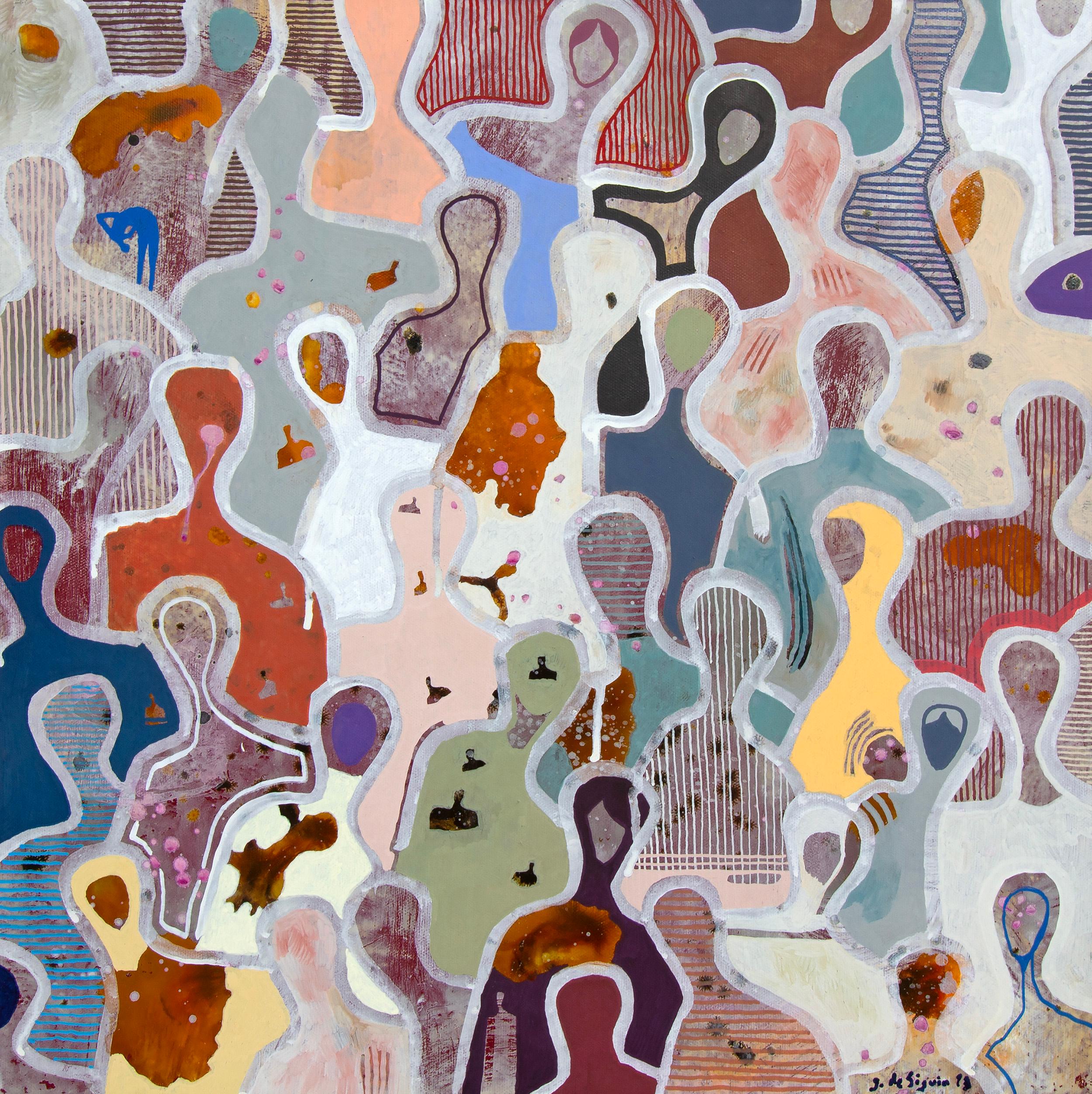 Gaëtan de Seguin Abstract Painting - Cherishing Friendship by Gaetan de Seguin Figurative contemporary Painting