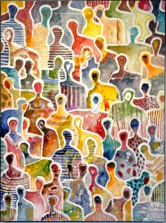 Colorful Crowd by Gaetan de Seguin - Figurative contemporary Painting