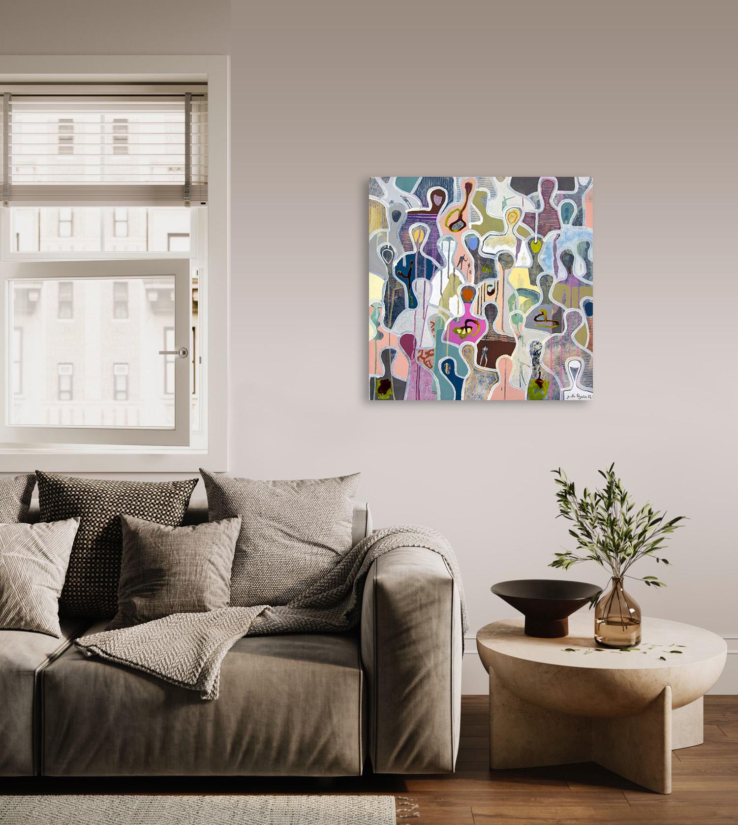 Cherishing Friendship by Gaetan de Seguin - Figurative contemporary Painting For Sale 6