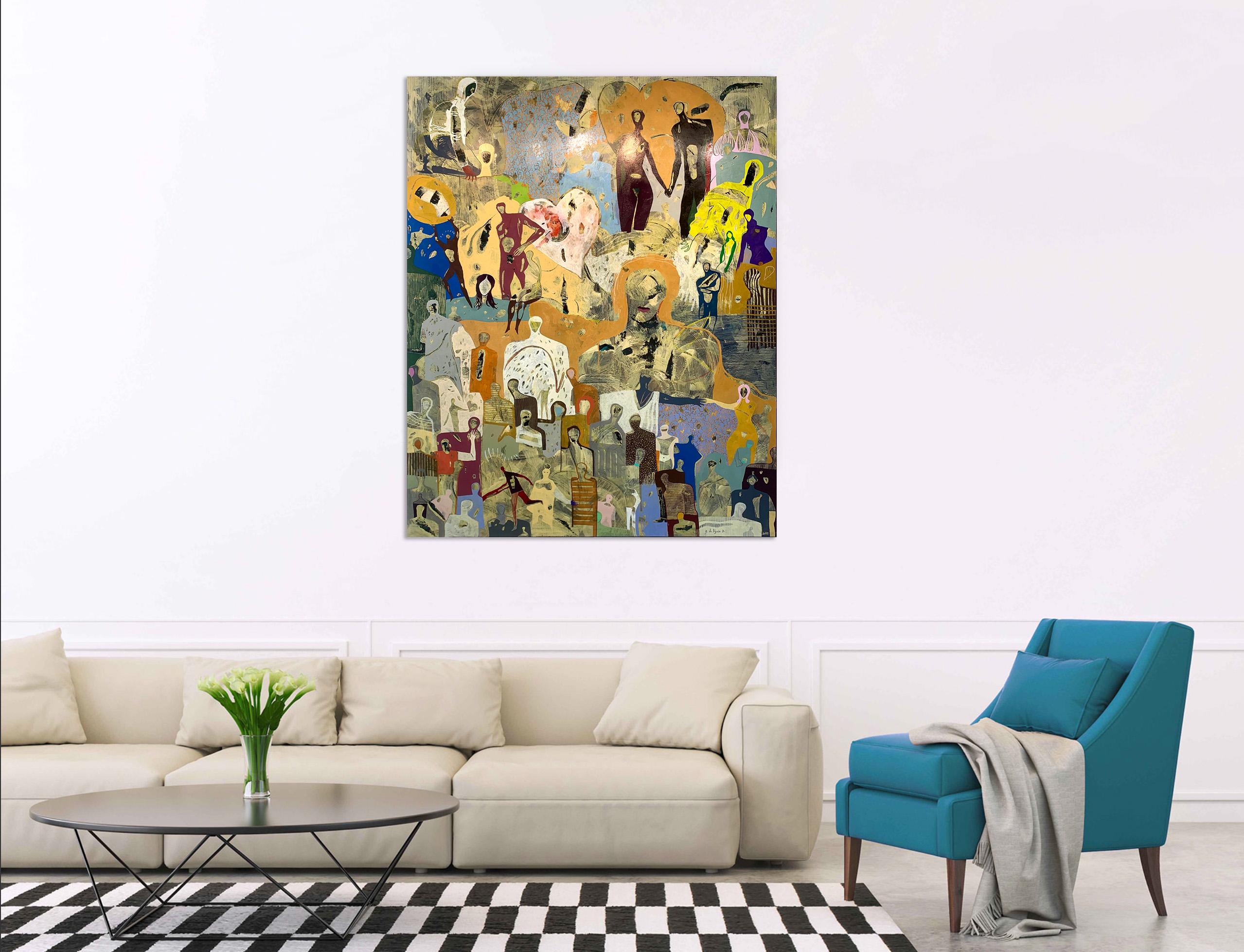 Liebe von Gaetan de Seguin - Zeitgenössische figurative Malerei (Beige), Figurative Painting, von Gaëtan de Seguin