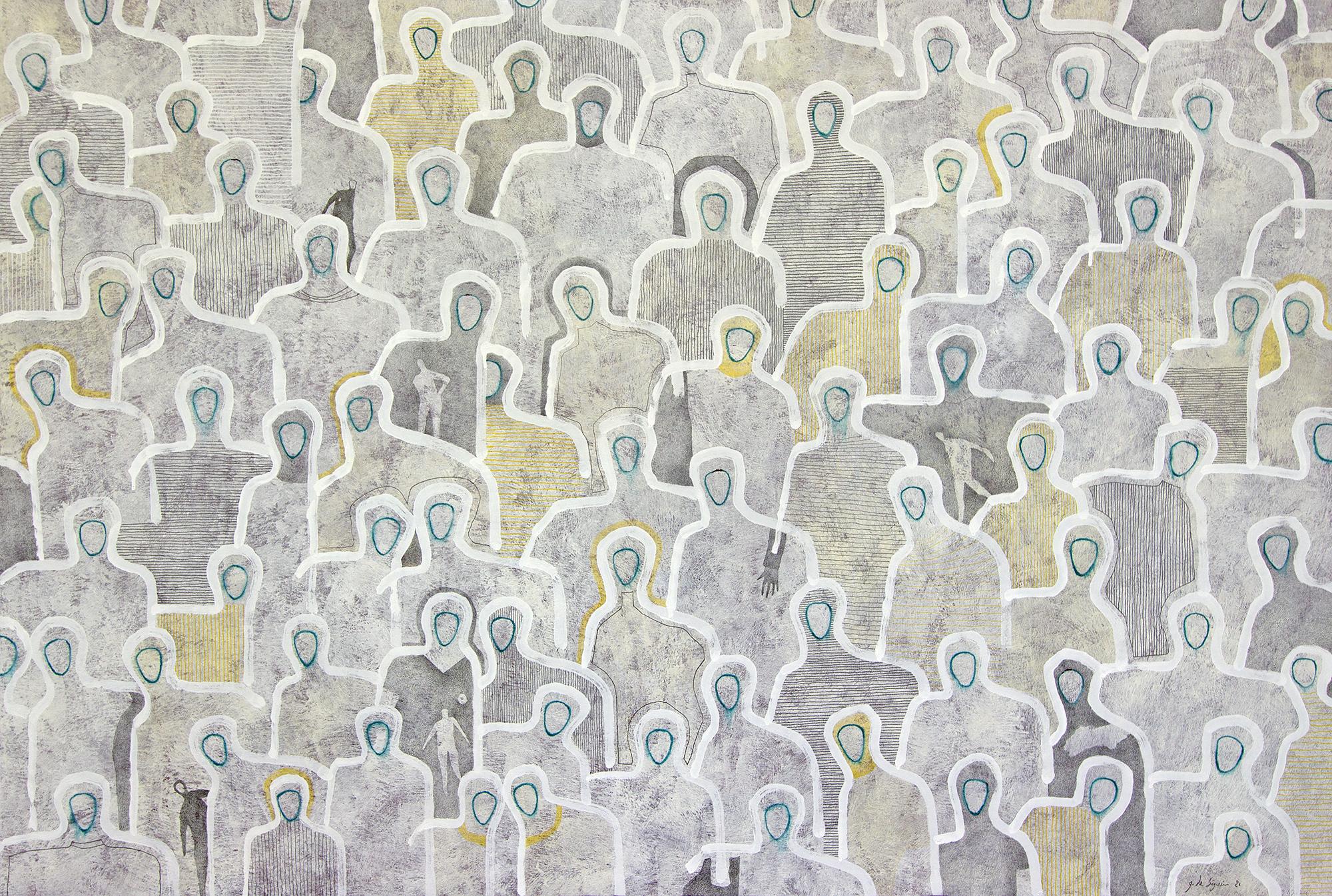 Foule Minimale de Gaetan de Seguin - Peinture abstraite contemporaine - Abstrait Painting par Gaëtan de Seguin