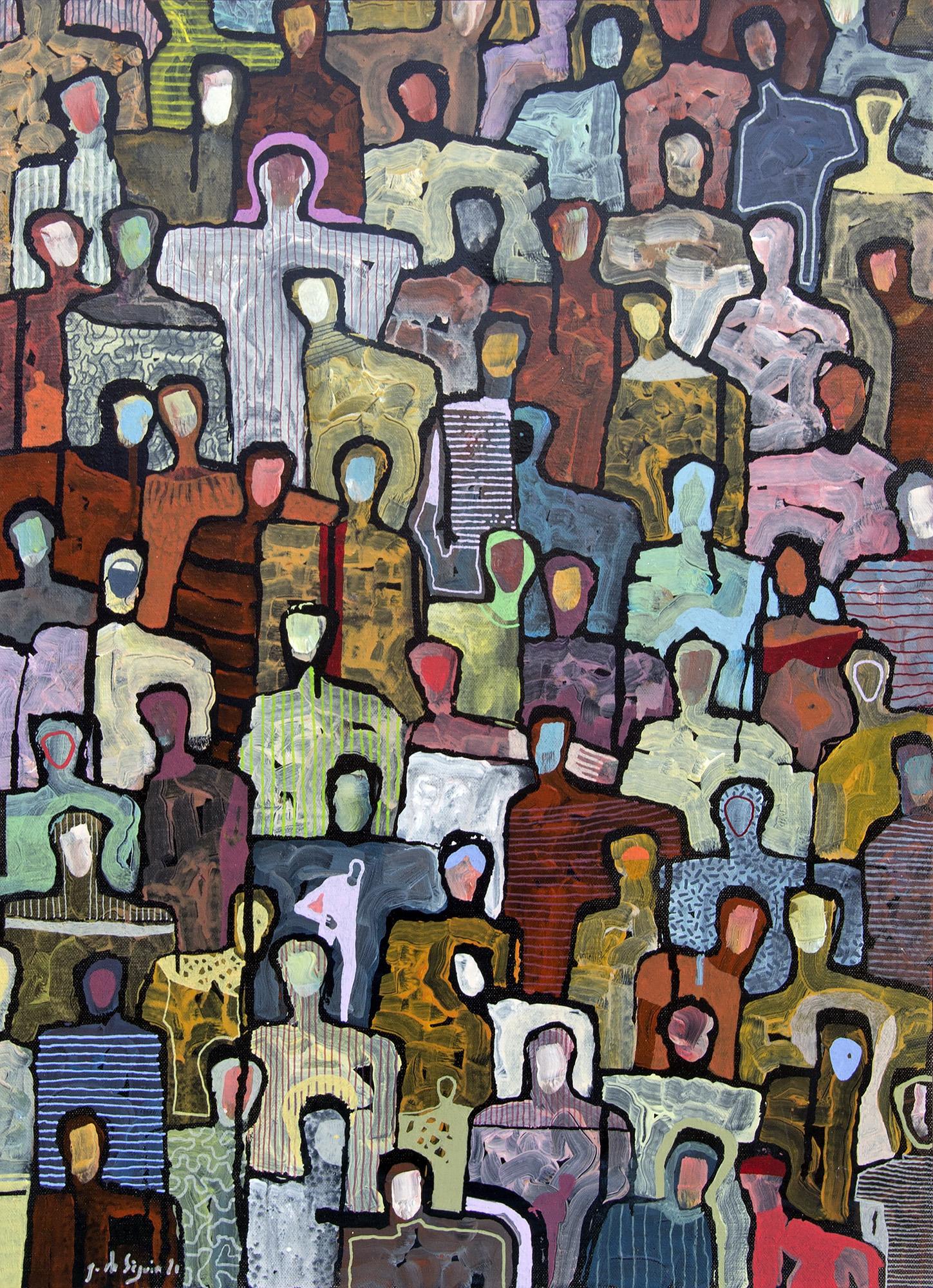 Gaëtan de Seguin Abstract Painting - Souls of the Night by Gaetan de Seguin - Contemporary Abstract painting