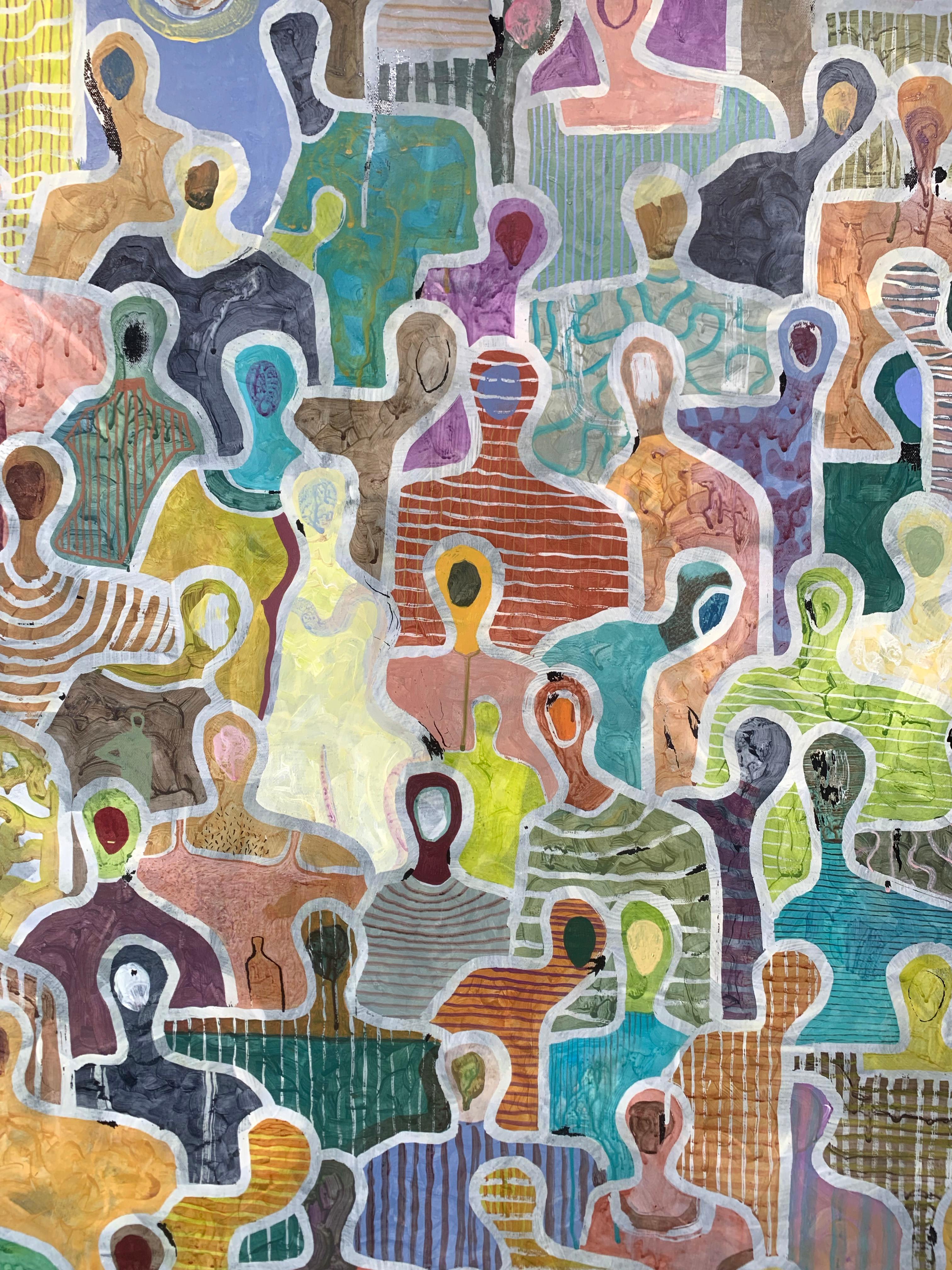 Happy Crowd de Gaetan de Seguin - Peinture abstraite contemporaine en vente 8
