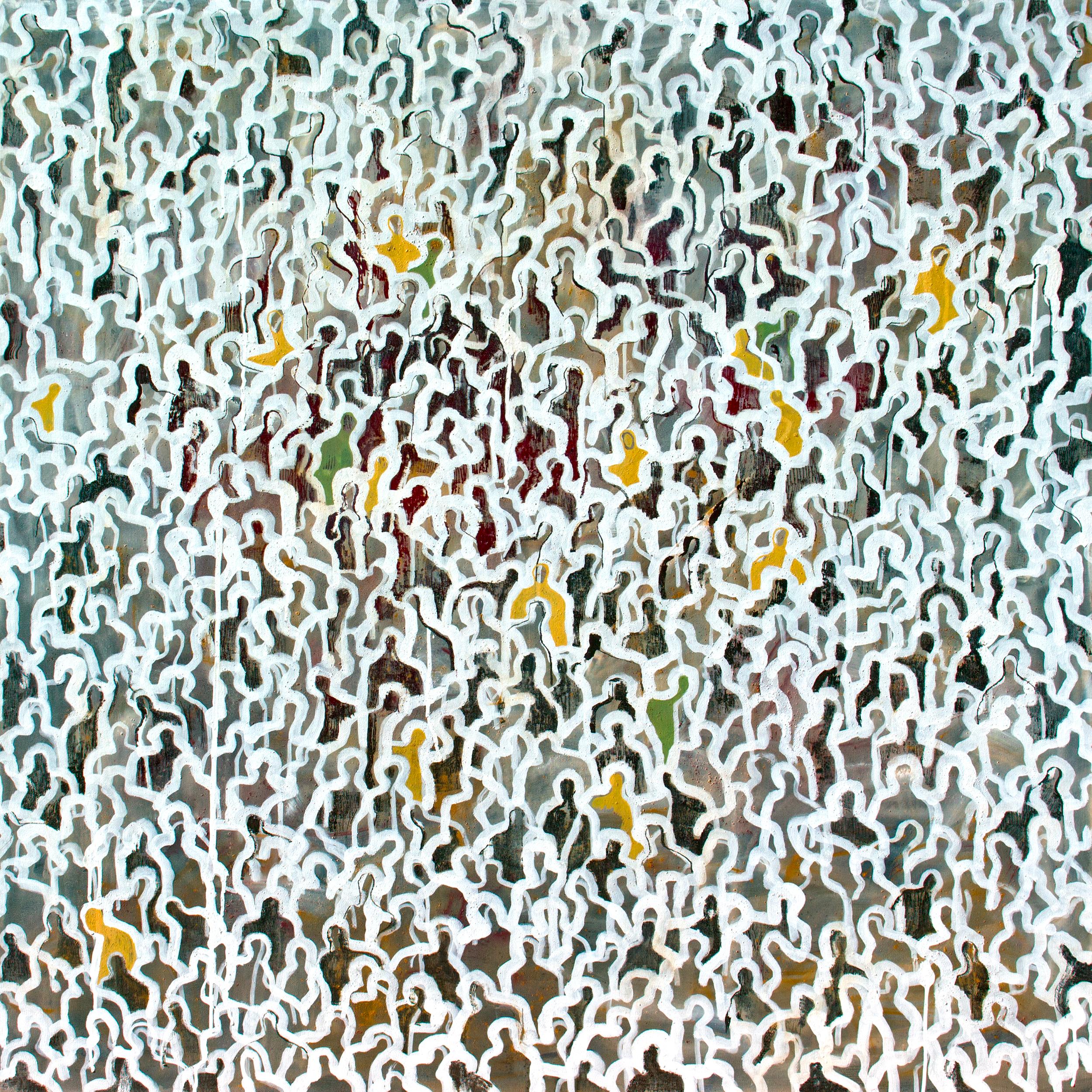 Gaëtan de Seguin Figurative Painting - Summer Crowd by Gaetan de Seguin contemporary abstract 
figurative painting