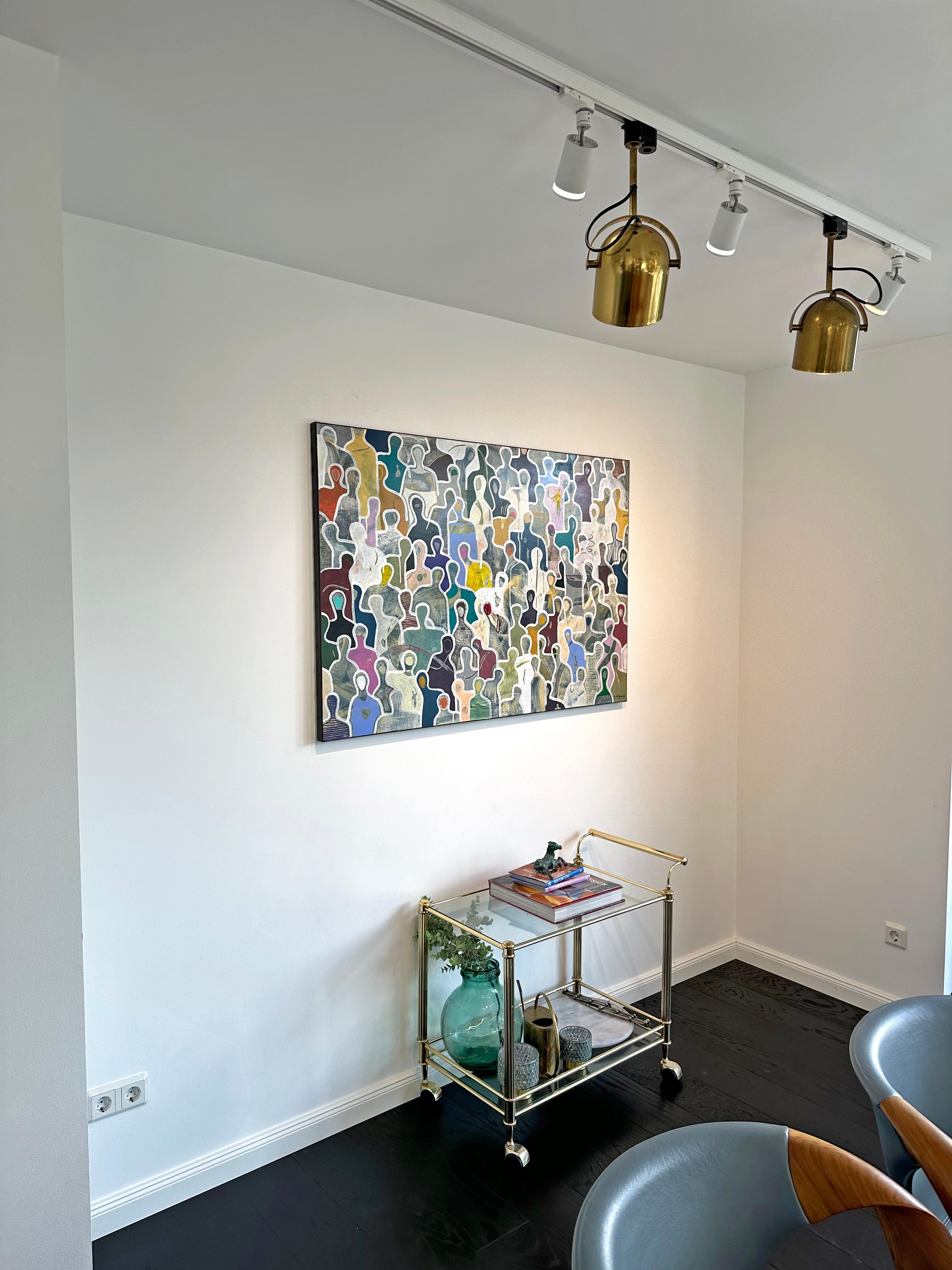 Circondato da amici di Gaetan de Seguin - Pittura contemporanea figurativa 5