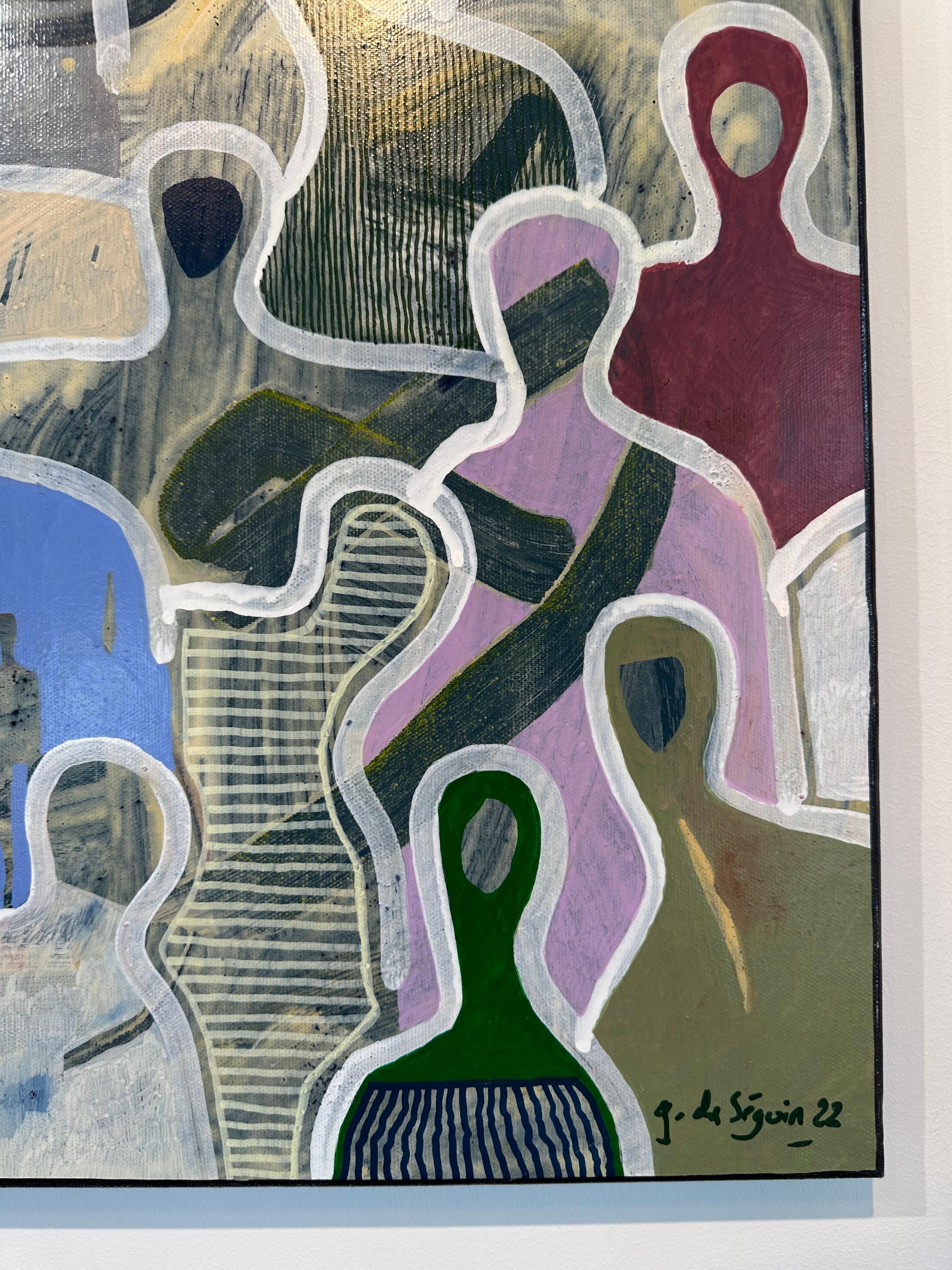 Circondato da amici di Gaetan de Seguin - Pittura contemporanea figurativa 6
