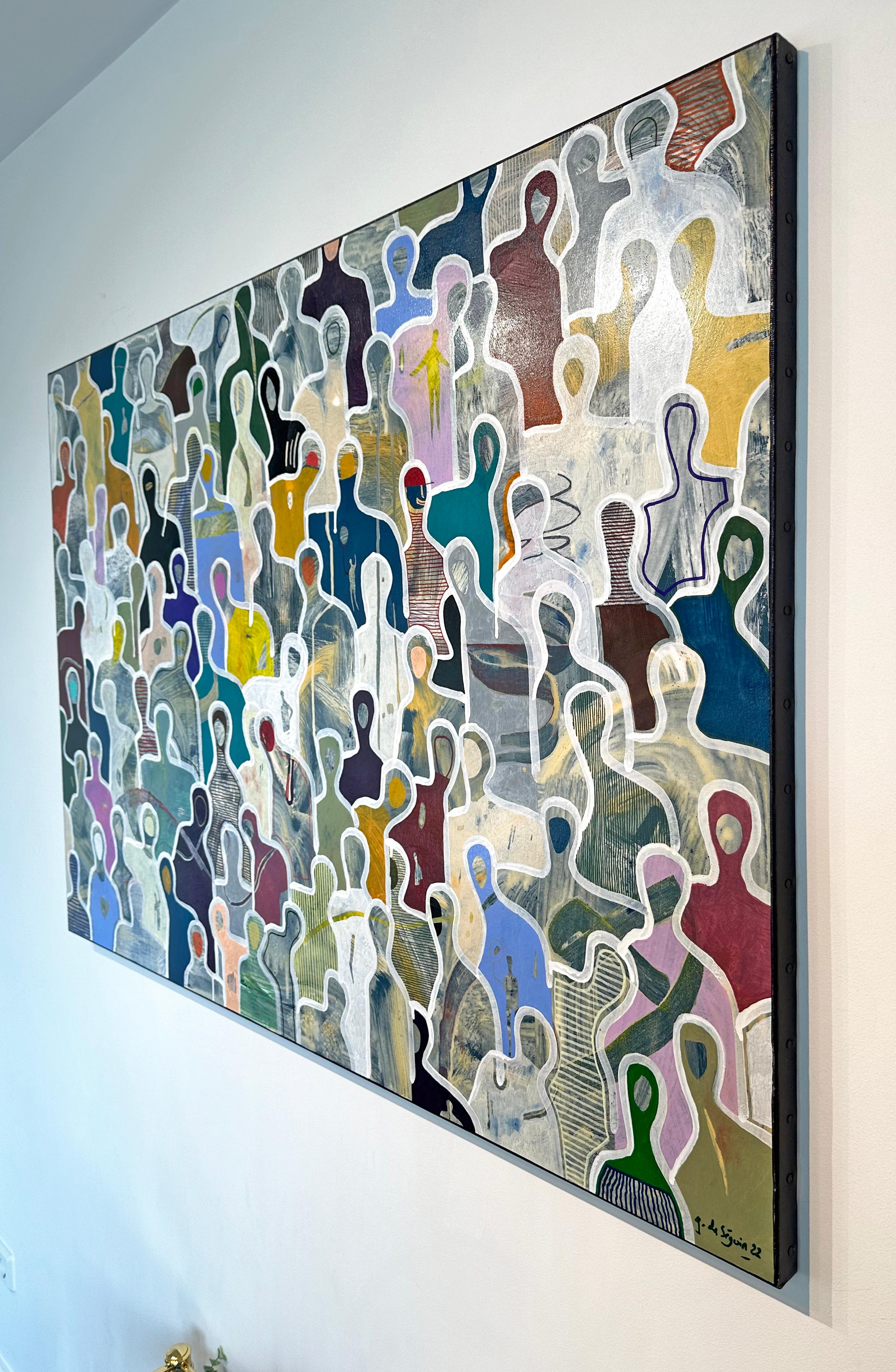 Circondato da amici di Gaetan de Seguin - Pittura contemporanea figurativa 7