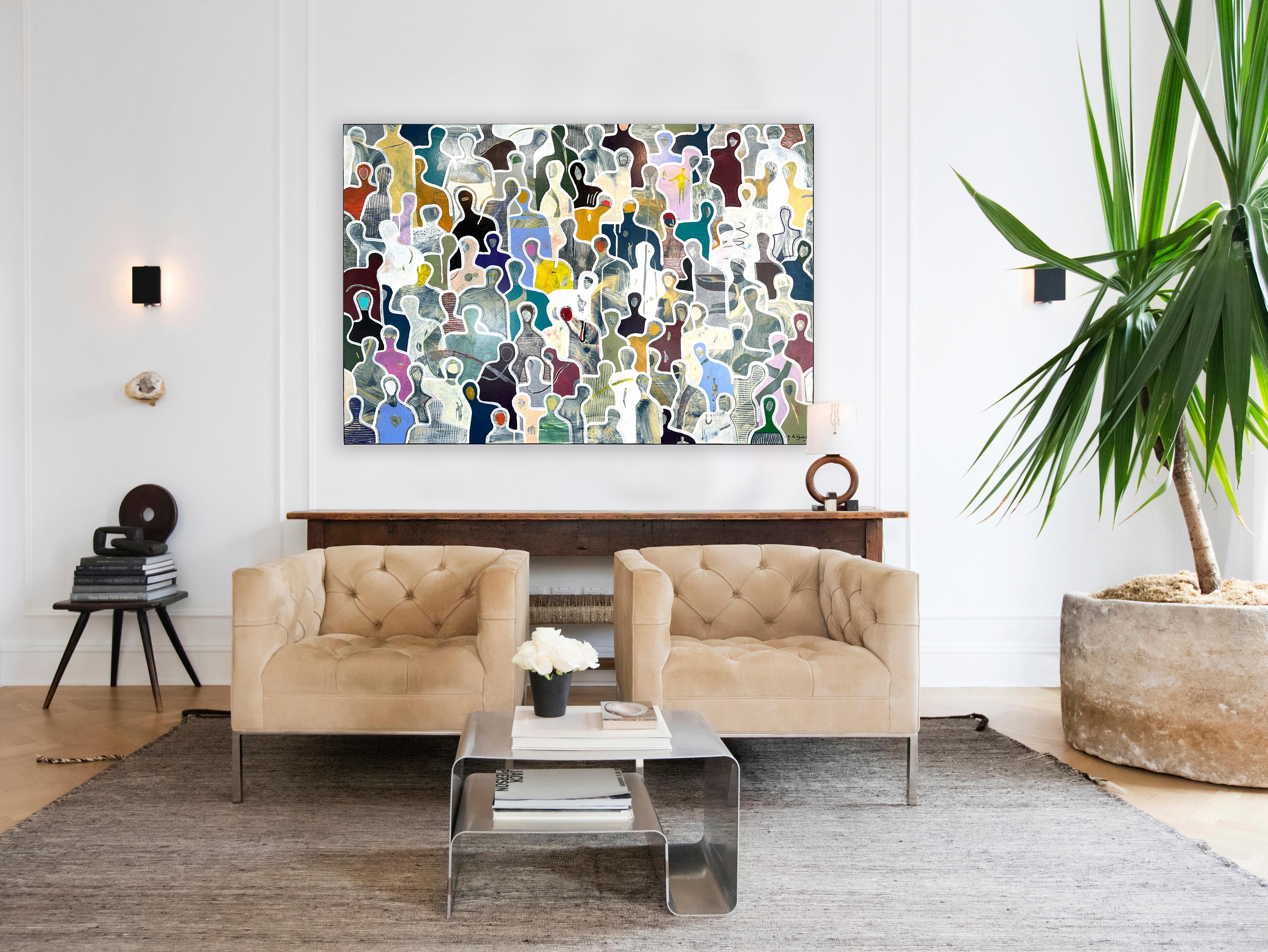 Surrounded by Friends von Gaetan de Seguin - Figurative zeitgenössische Malerei im Angebot 9
