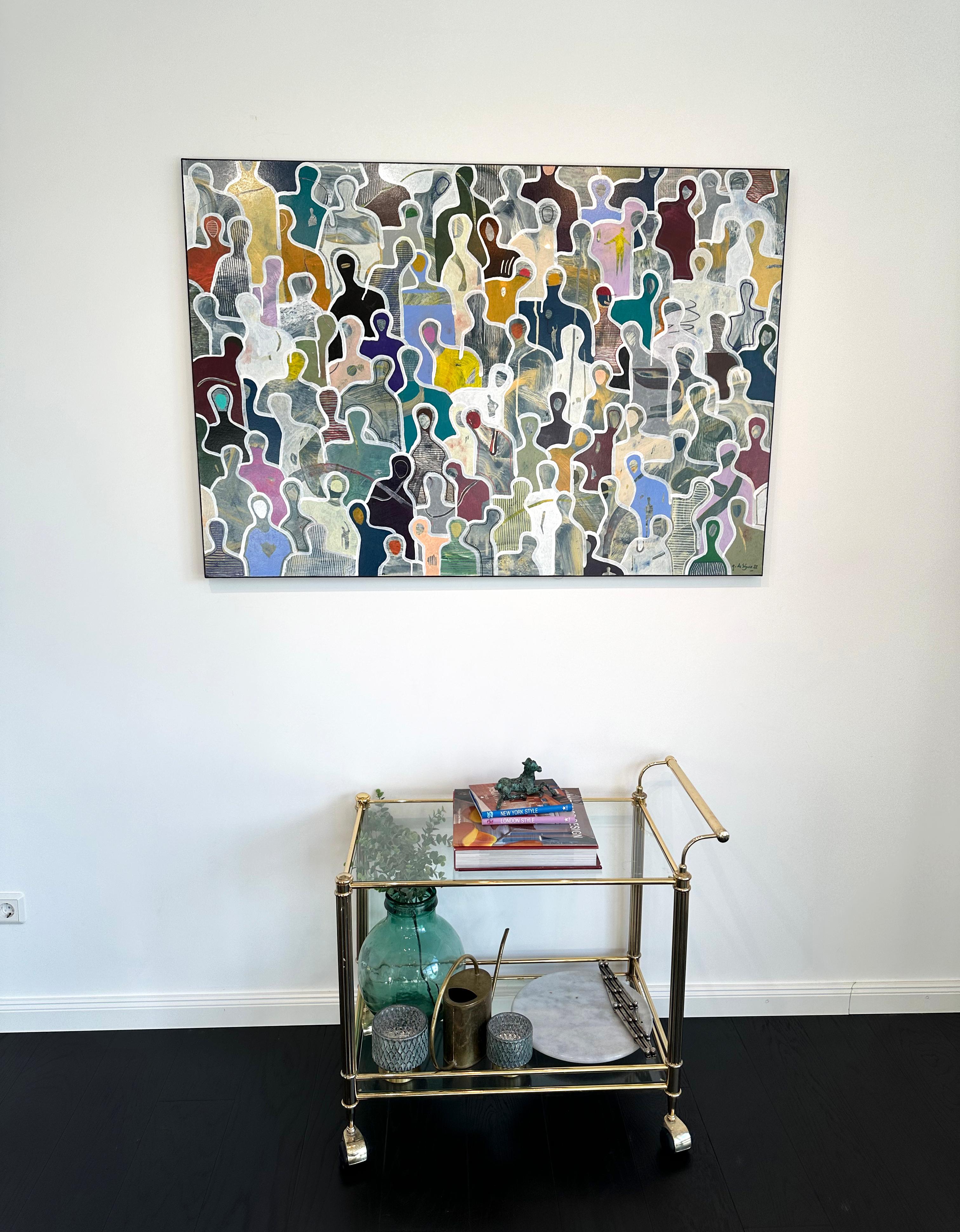 Circondato da amici di Gaetan de Seguin - Pittura contemporanea figurativa 1