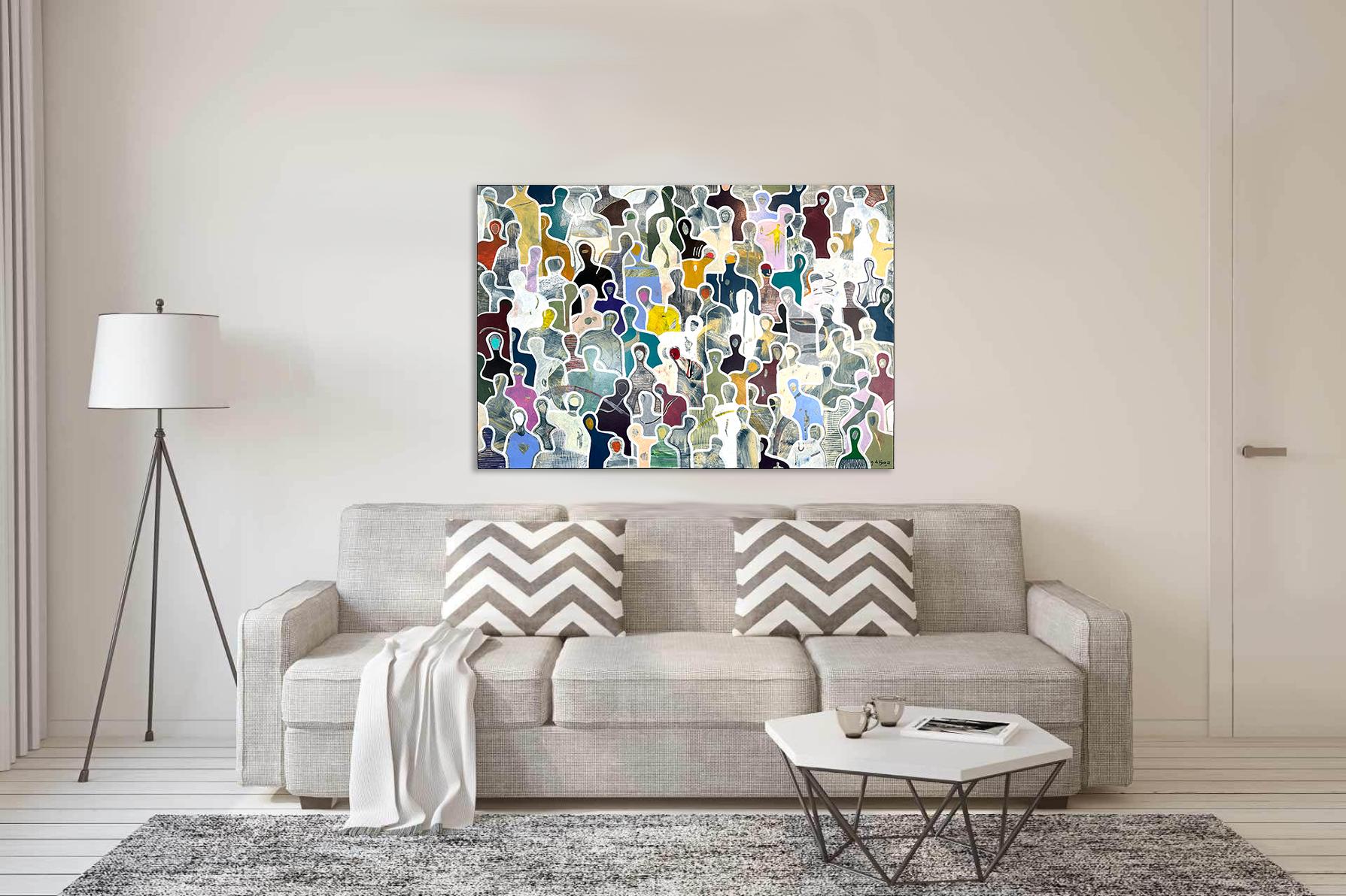 Circondato da amici di Gaetan de Seguin - Pittura contemporanea figurativa 3