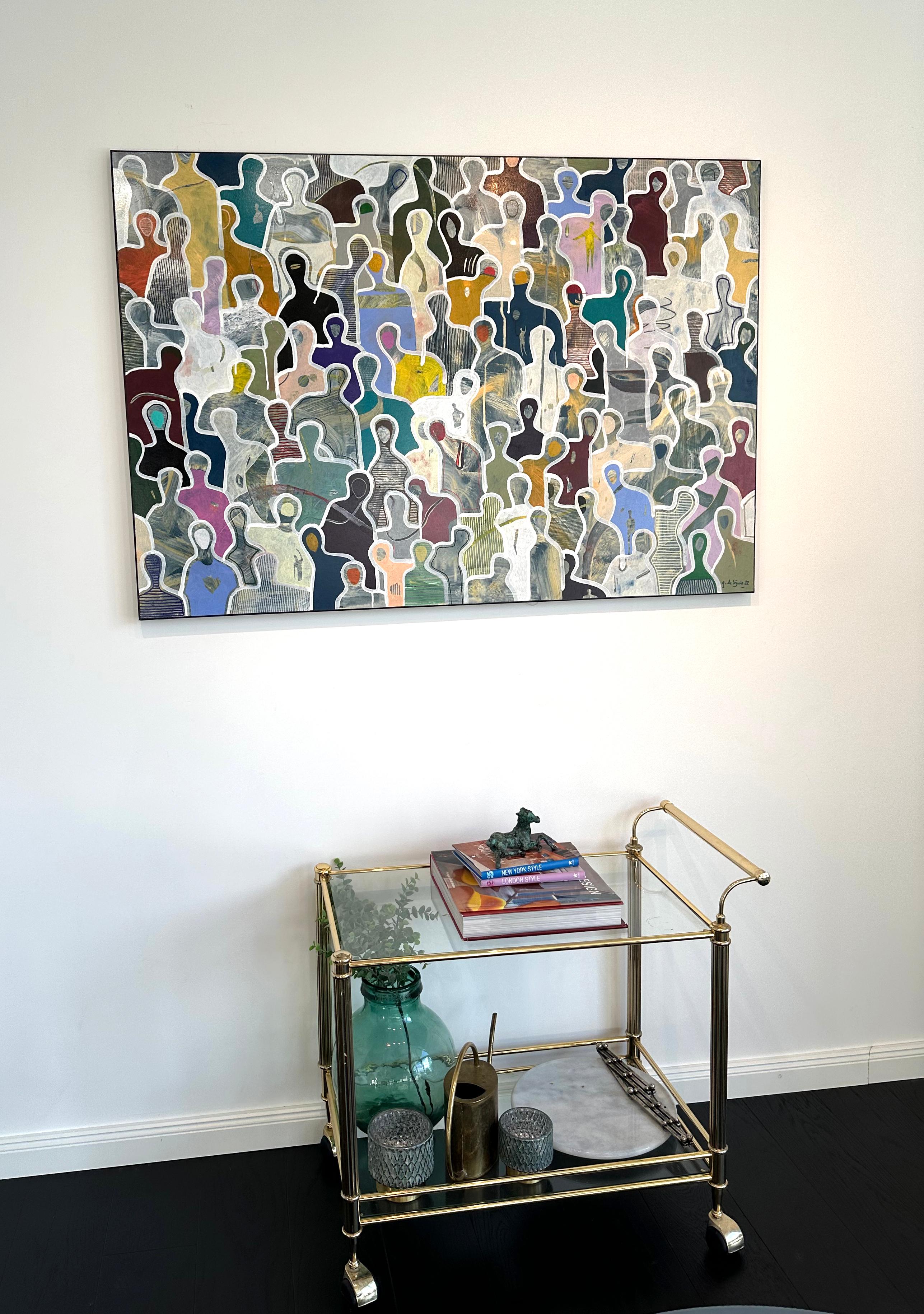 Circondato da amici di Gaetan de Seguin - Pittura contemporanea figurativa 4