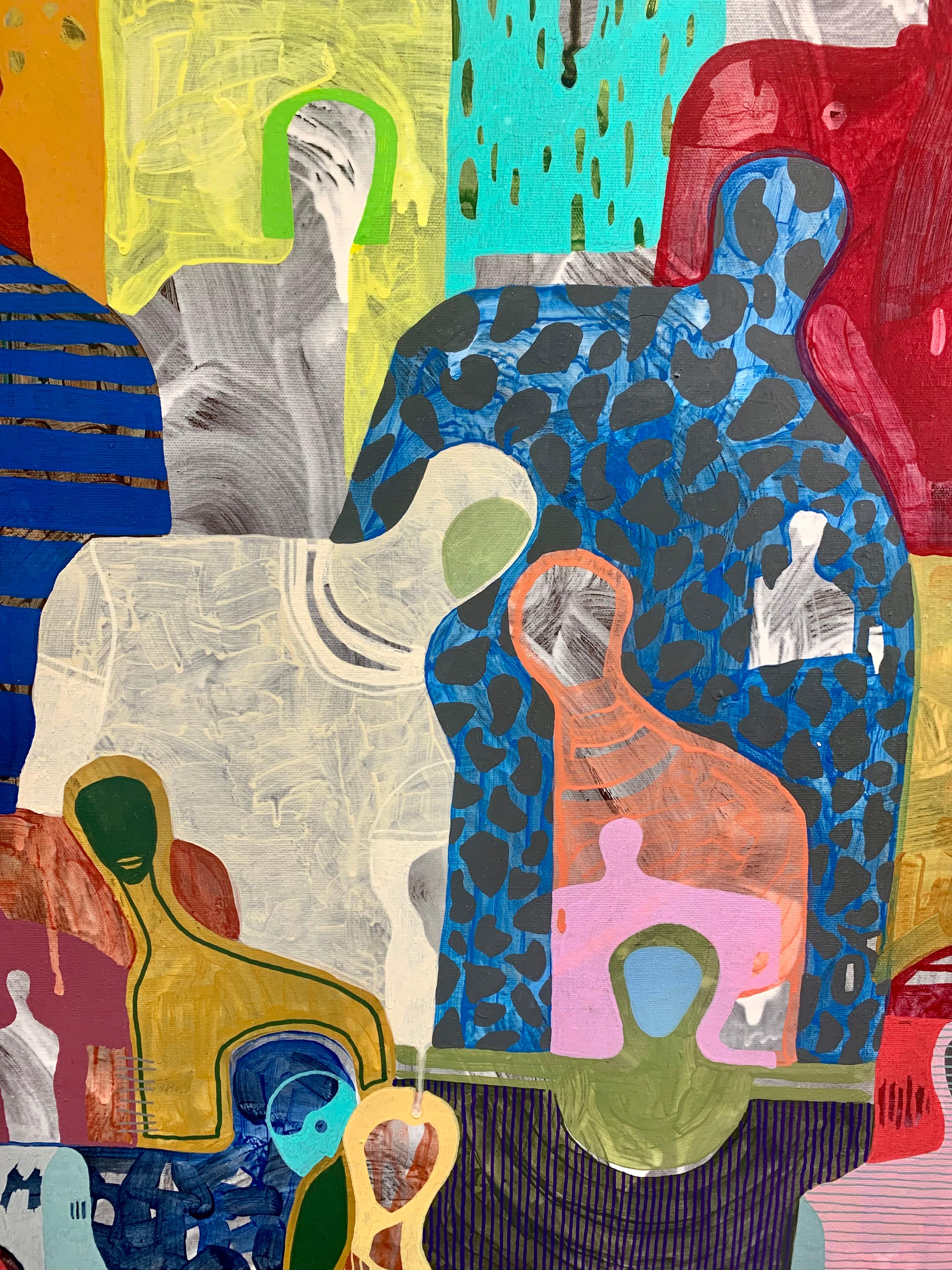 Together von Gaetan de Seguin - Zeitgenössische abstrakte Malerei (Grau), Figurative Painting, von Gaëtan de Seguin