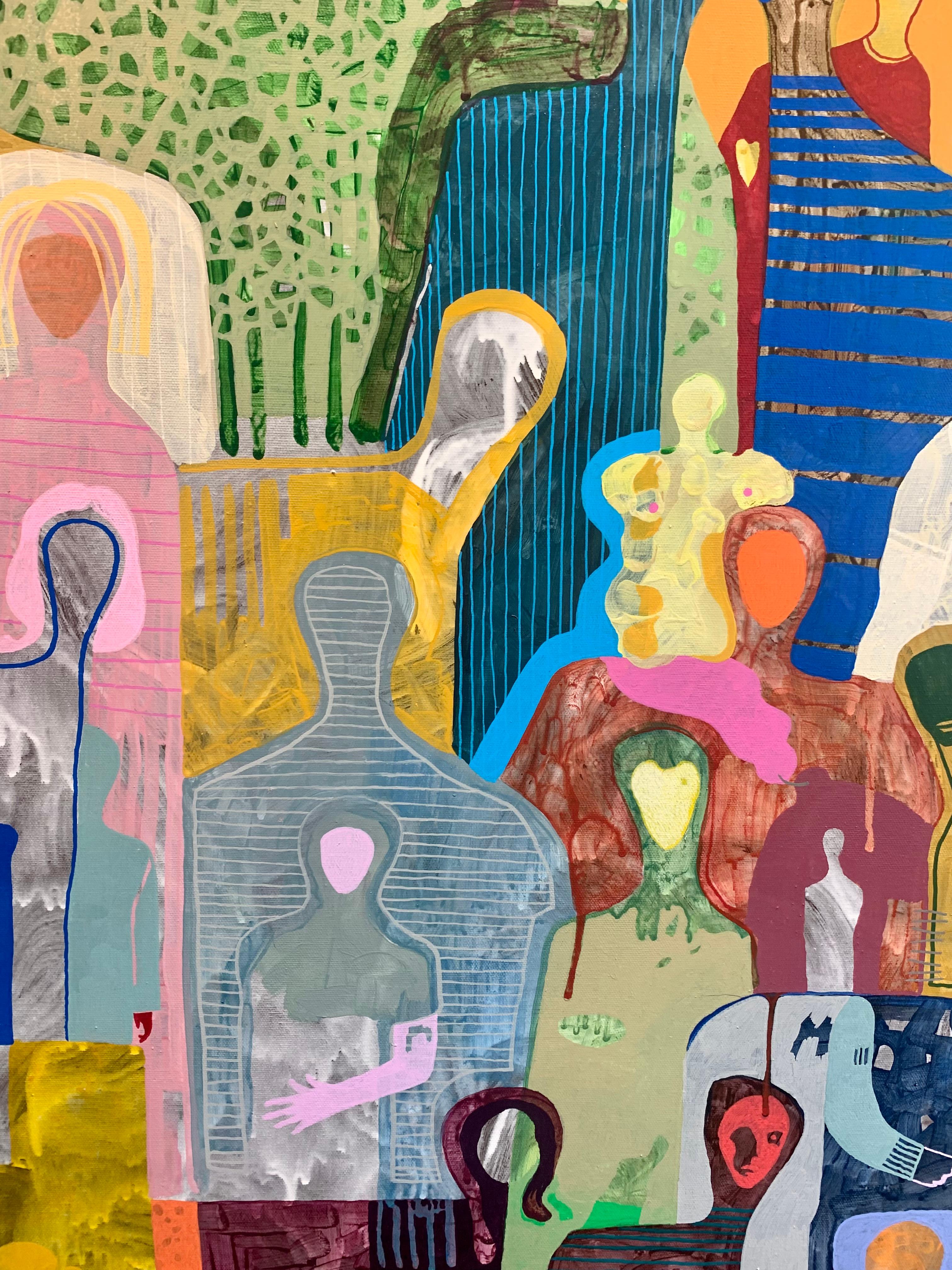 Gaetan de Seguin malt figurative Werke, die einen abstrakten Charakter haben. Die verschiedenen Farben verdeutlichen, dass kein Mensch dem anderen gleicht, und seine Kunstwerke zelebrieren diese Individualität auf moderne und elegante Weise. Seine