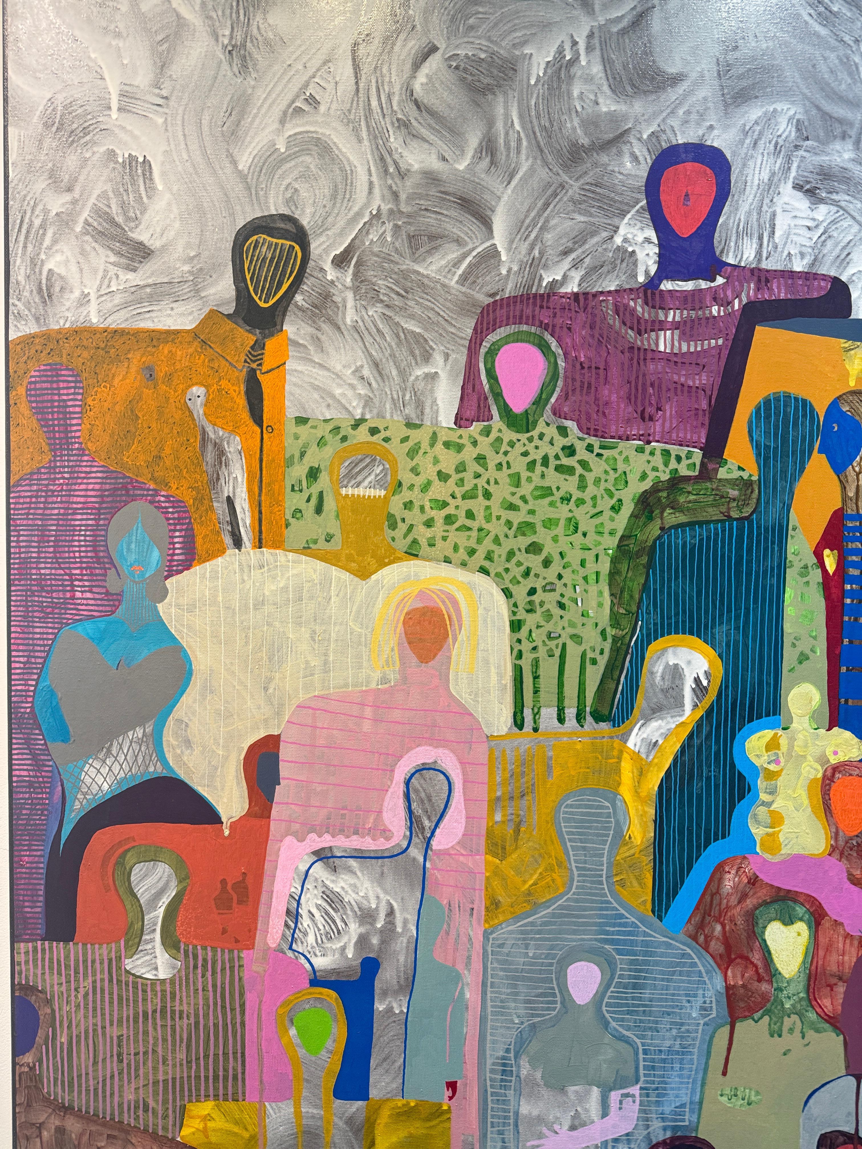 Gaetan de Seguin malt figurative Werke, die einen abstrakten Charakter haben. Die verschiedenen Farben verdeutlichen, dass kein Mensch dem anderen gleicht, und seine Kunstwerke zelebrieren diese Individualität auf moderne und elegante Weise. Seine