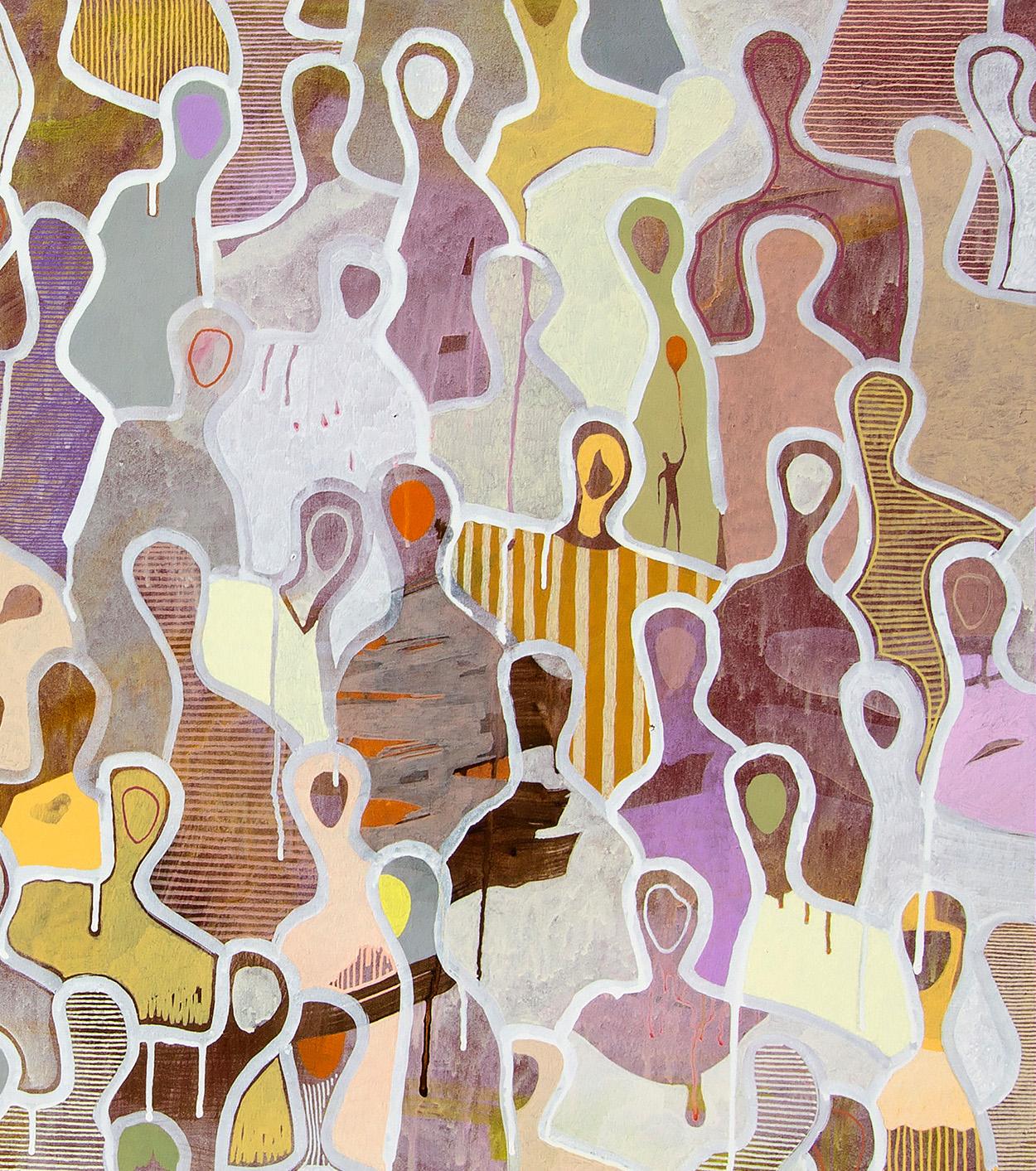 Quand l'amour s'attarde dans l'air Gaetan de Seguin - Peinture figurative contemporaine - Beige Abstract Painting par Gaëtan de Seguin