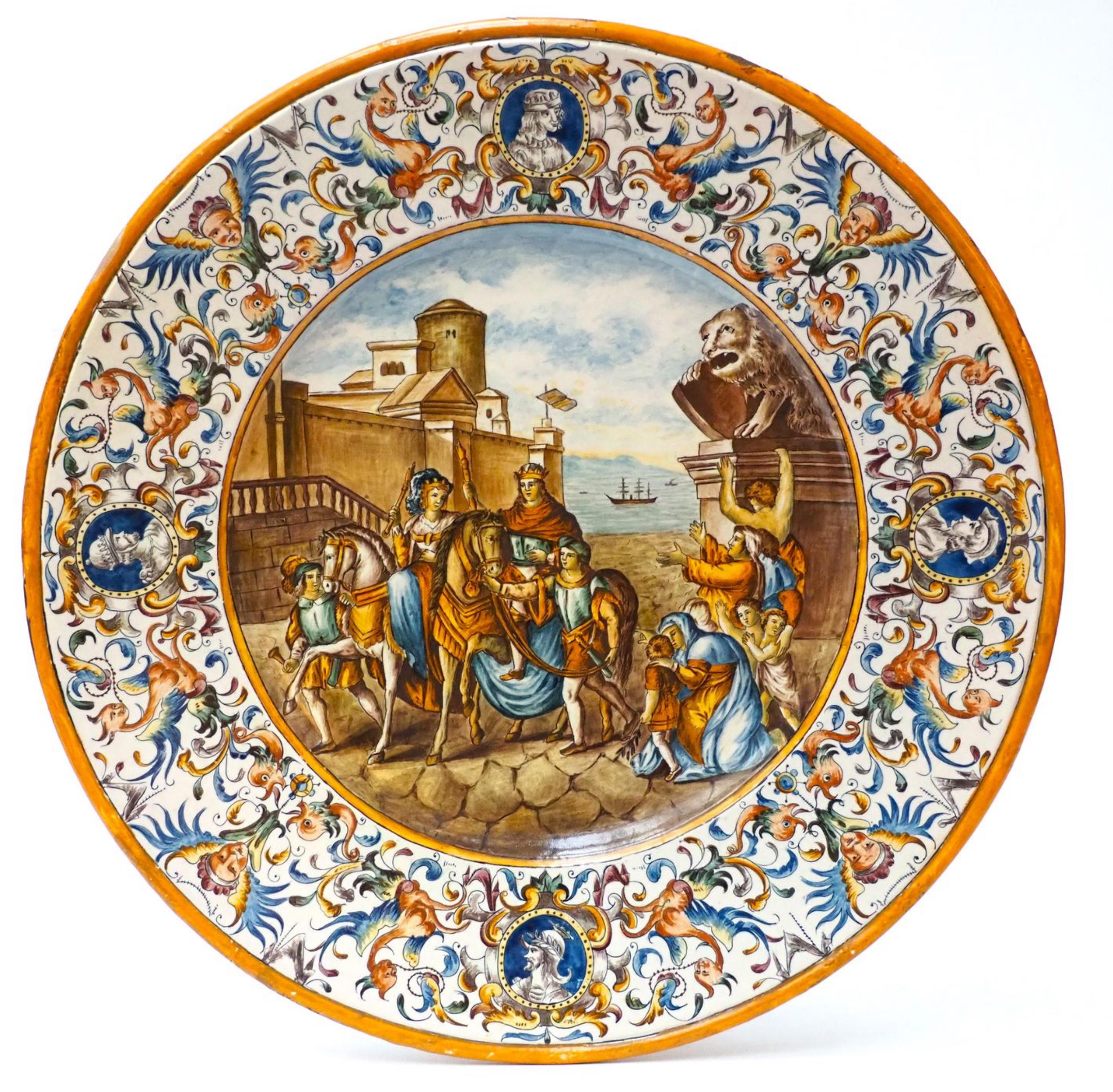 Grande assiette circulaire active de Gaetano BATTAGLIA (Naples, Italie, 1850 et 1885) Bon état - En vente à Madrid, ES