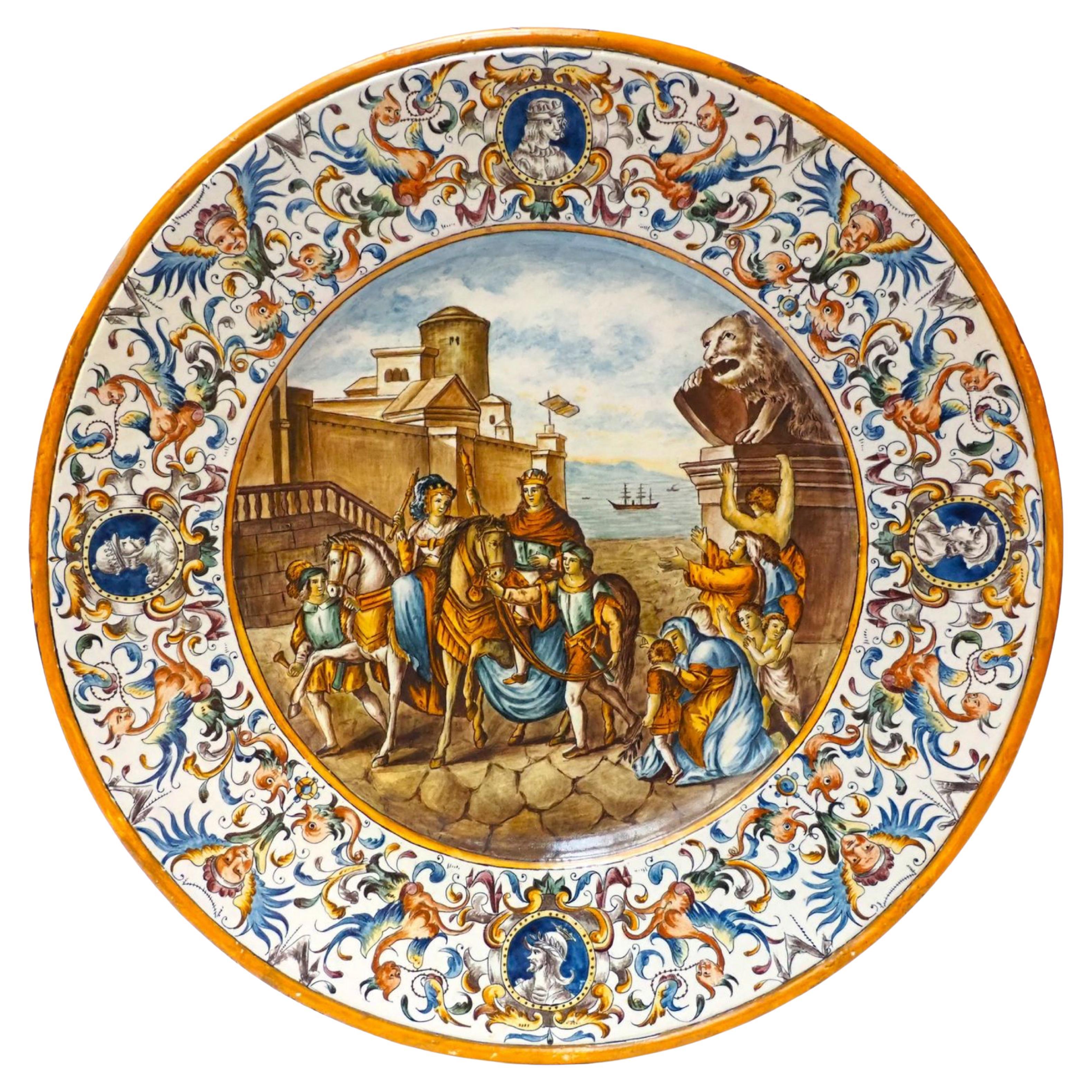 Gaetano BATTAGLIA (Napoli-Italia-Attività 1850 e 1885) Grande piatto circolare