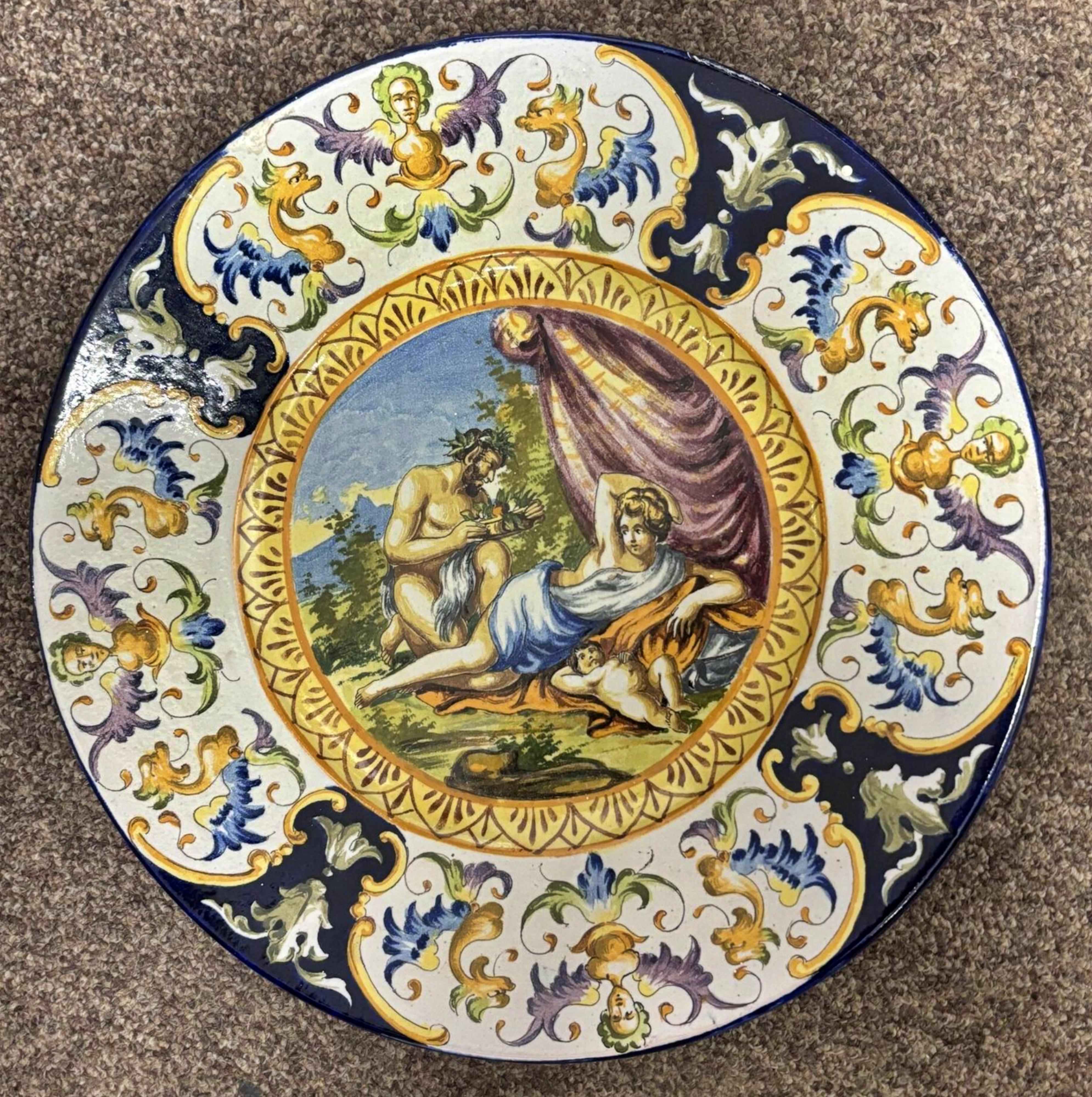 Gaetano BATTAGLIA (Napoli-Italia - attivo tra il 1850 e il 1885) Coppia di piatti grandi In condizioni buone in vendita a Madrid, ES