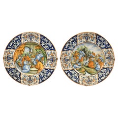 Gaetano BATTAGLIA (Naples-Italy-Active 1850 and 1885) Pair of Large Plates