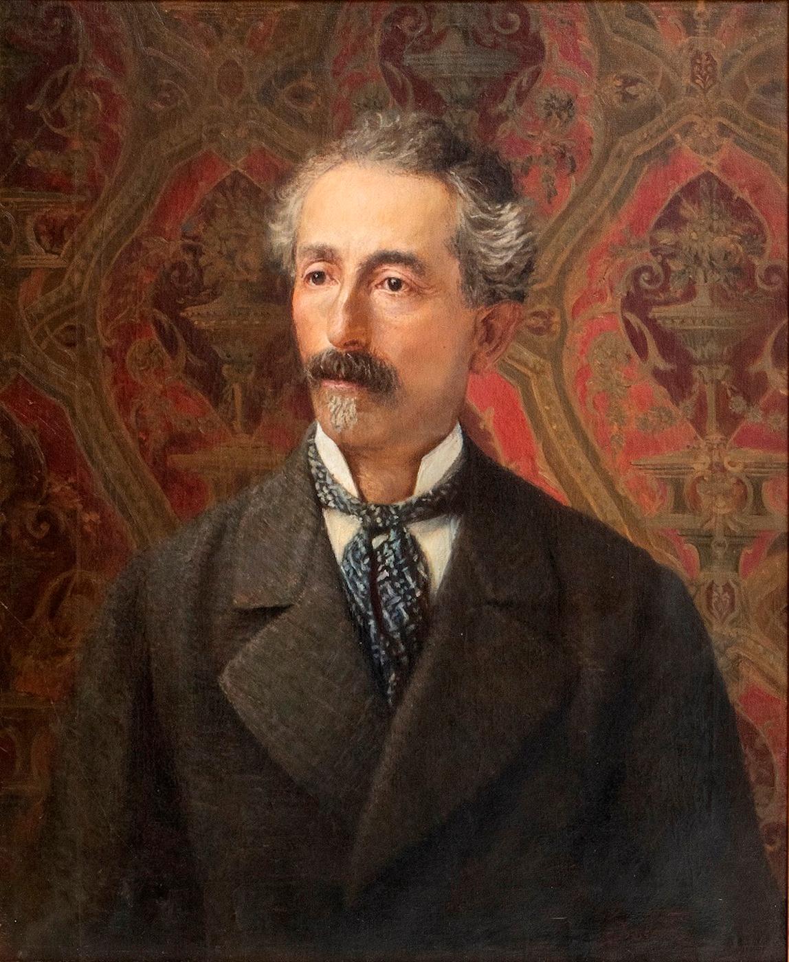 Porträt eines Mannes – Öl auf Leinwand von G. Bocchetti – Mitte des 20. Jahrhunderts