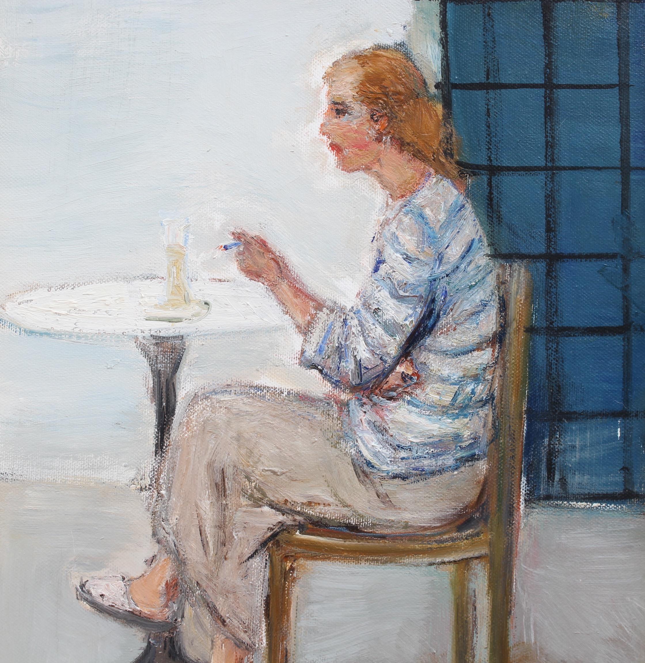 woman alone painting