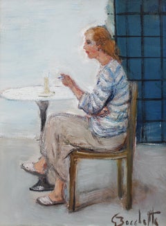 „Woman Alone with Her Thoughts“ von Gaetano Bocchetti:: Ölporträt:: Italien