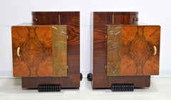 Gaetano Borsani Art Deco Italian Walnut Nightstands Atelier Borsani Varedo, 1920
