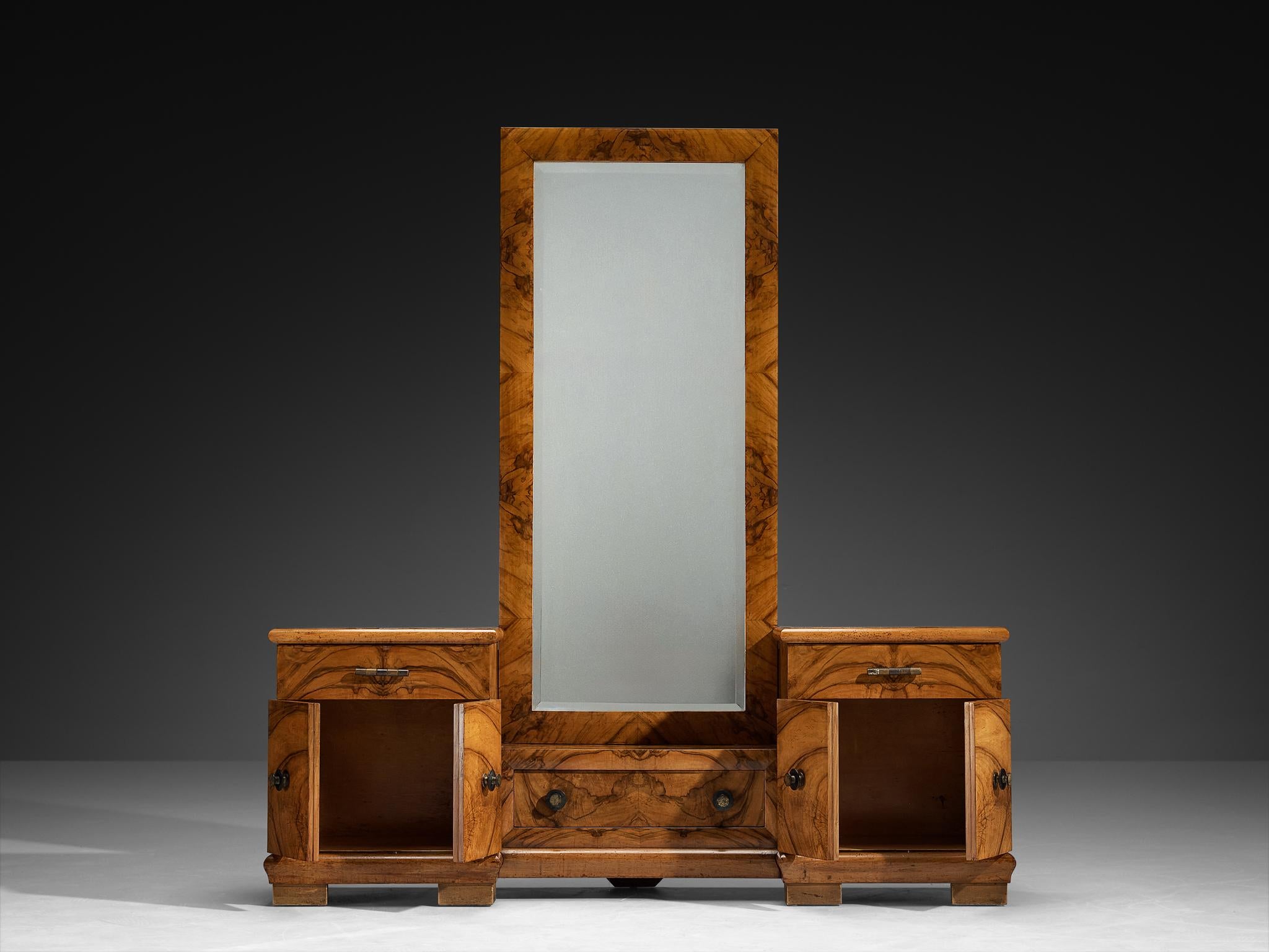 Gaetano Borsani para Atelier di Varedo Tocador con taburete en nogal Burl Italiano en venta